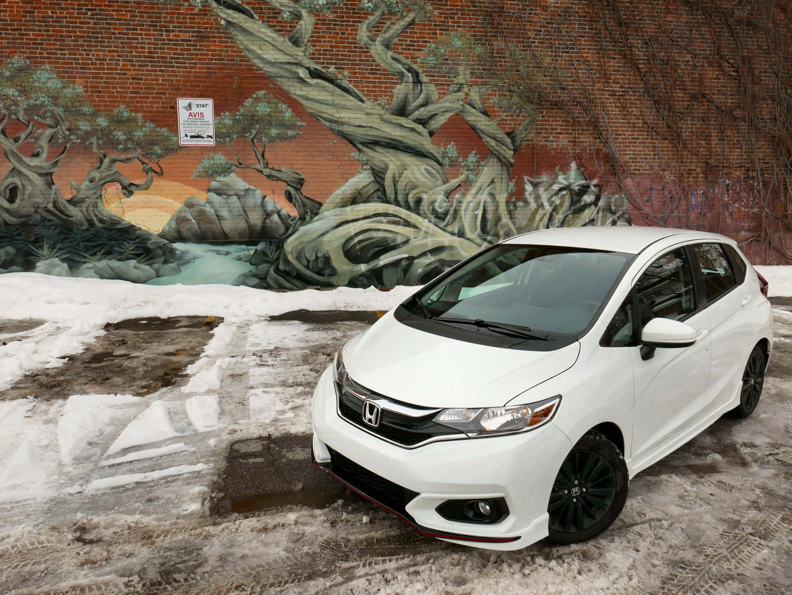 Honda Fit, white, snowy ground, HD Desktop Wallpaper