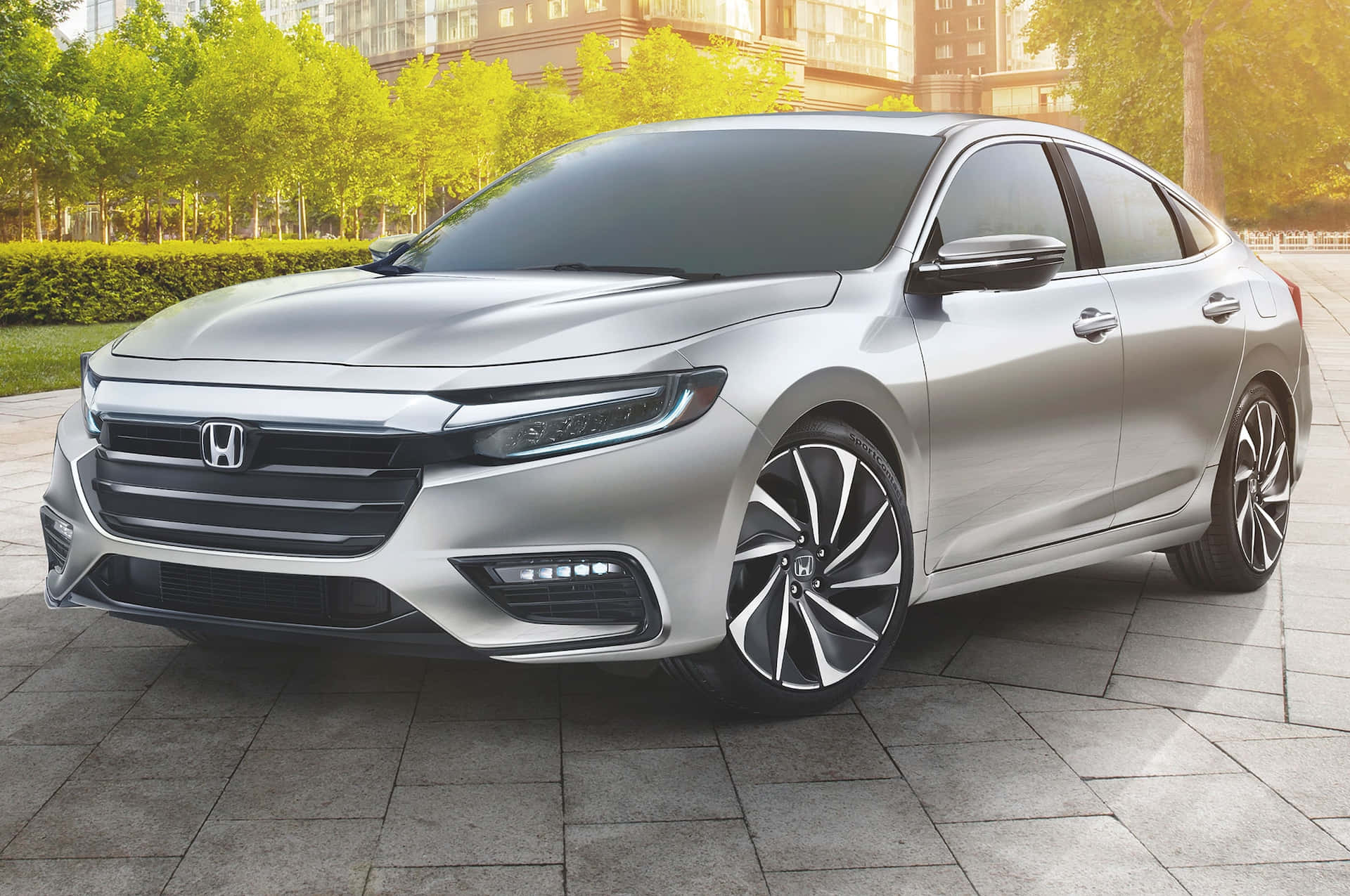 Honda Insight, silver, stone plaza, Full HD Desktop Wallpaper