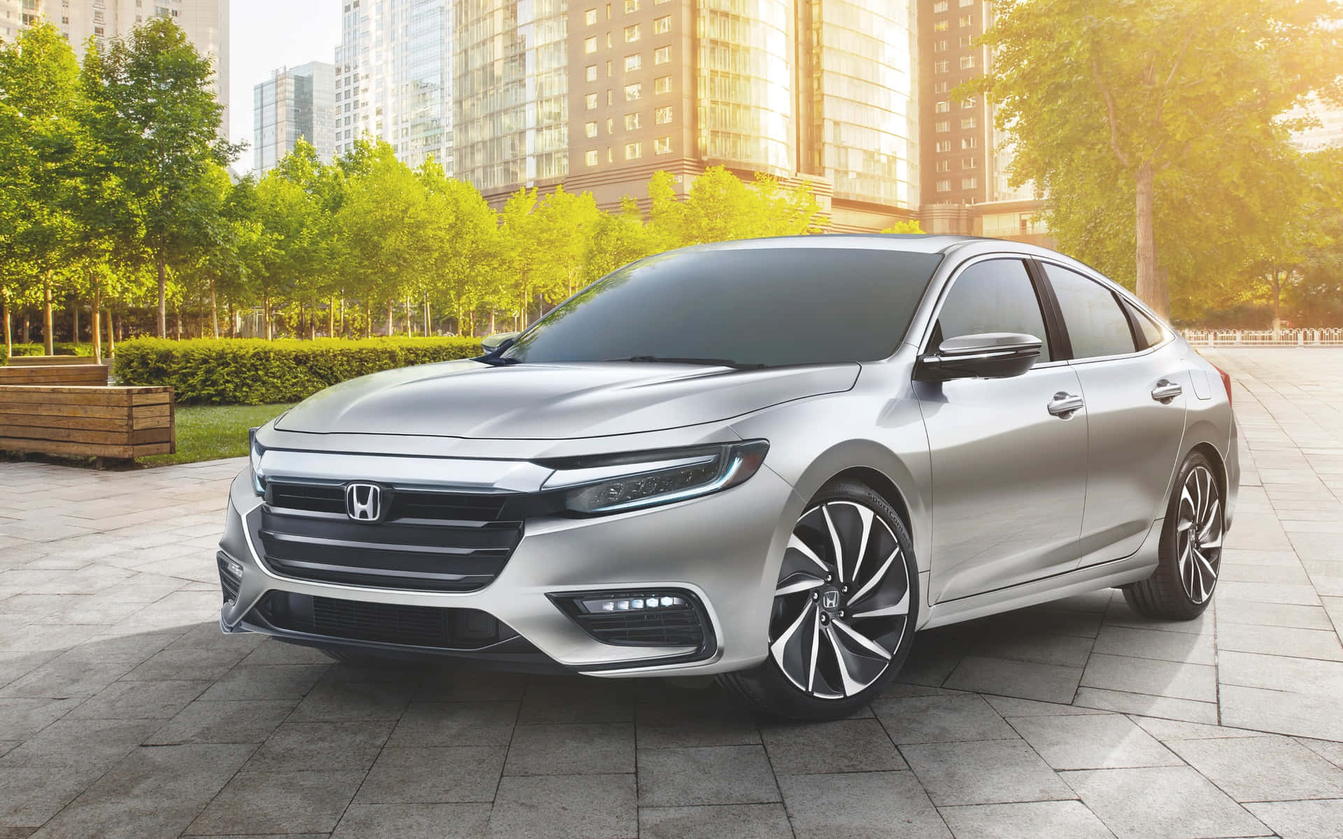 Honda Insight, silver, stone plaza, Full HD Desktop Wallpaper