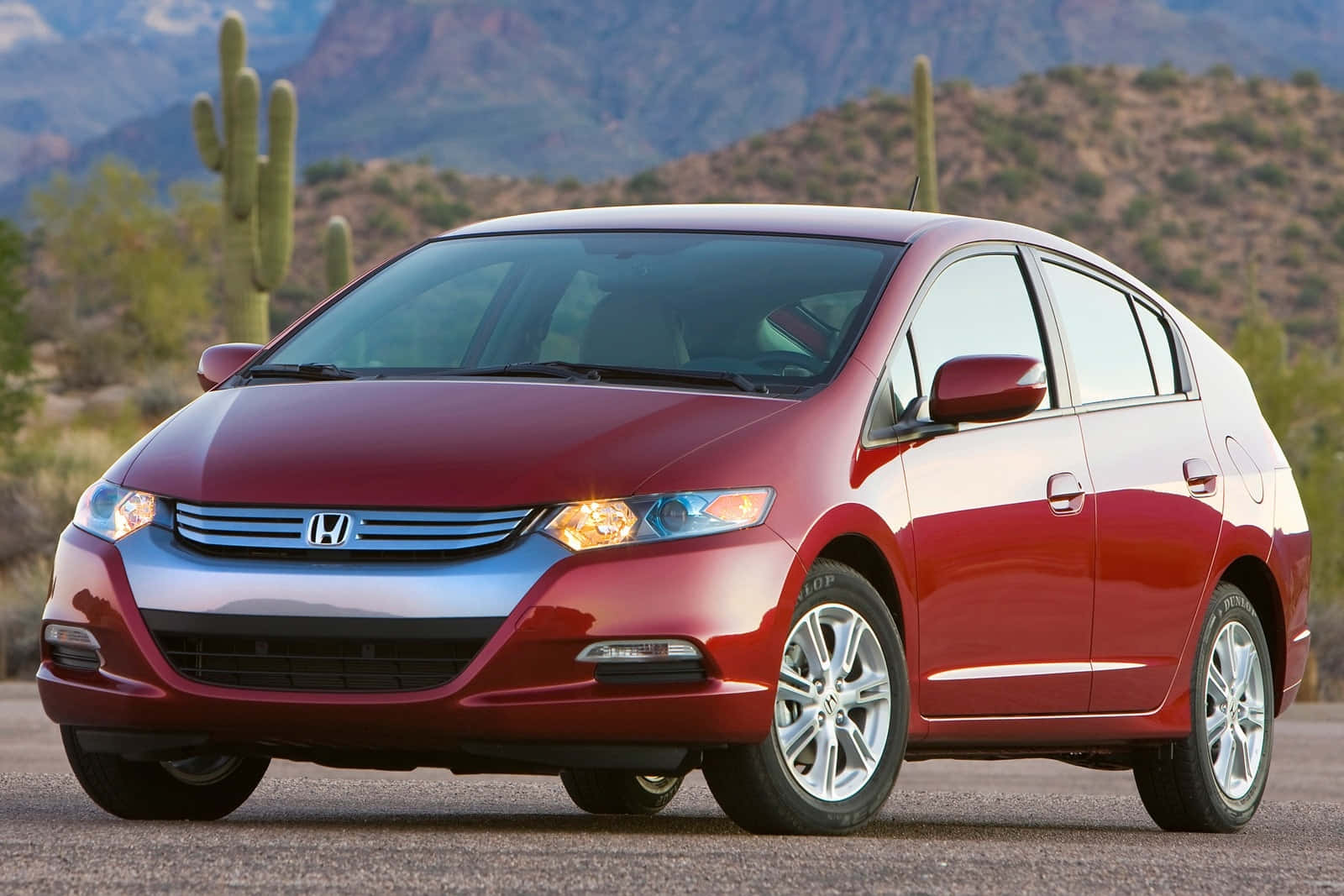 Honda Insight, glossy red, desert pavement, HD Desktop Wallpaper