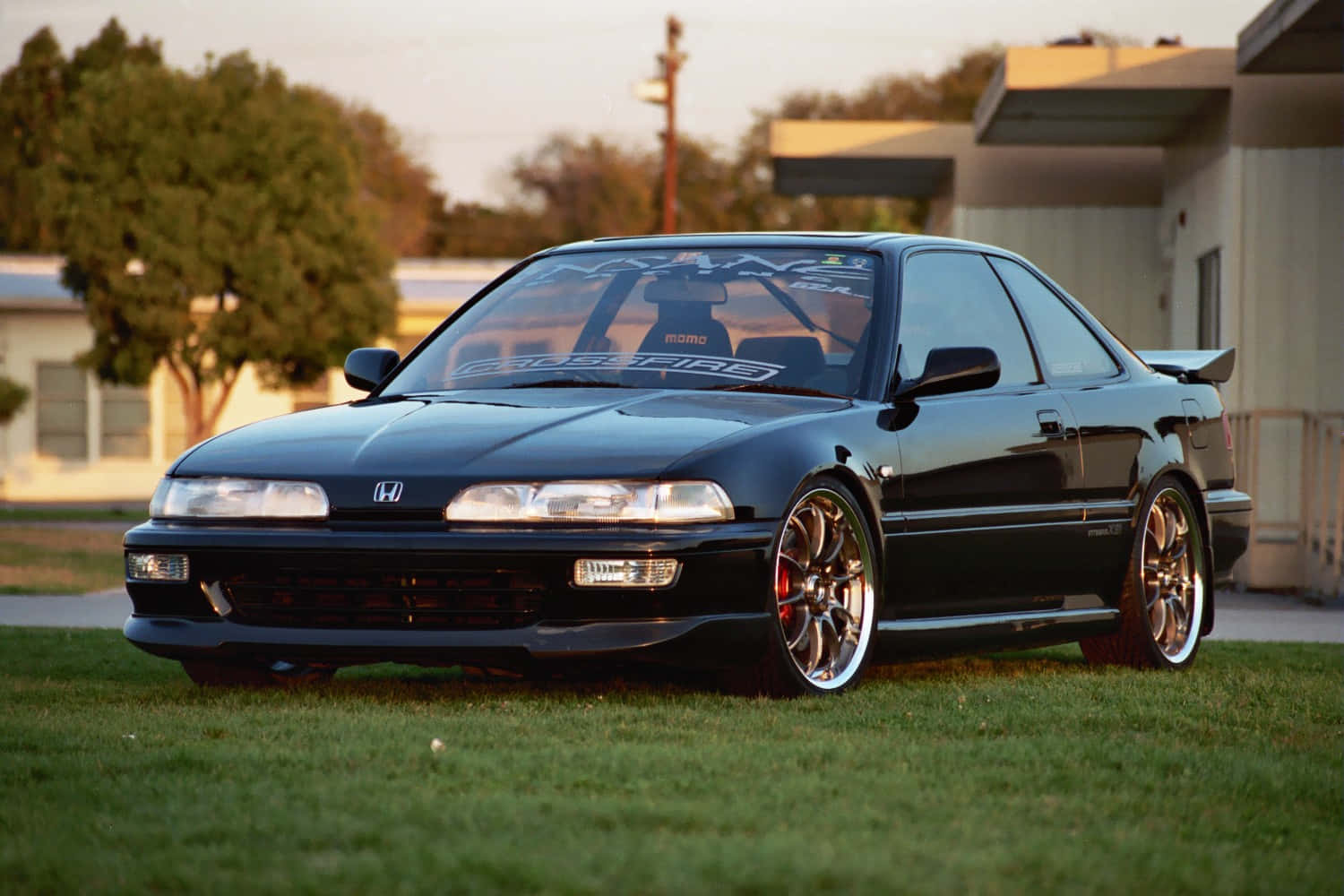 Honda Integra, black, custom wheels, HD Desktop Wallpaper