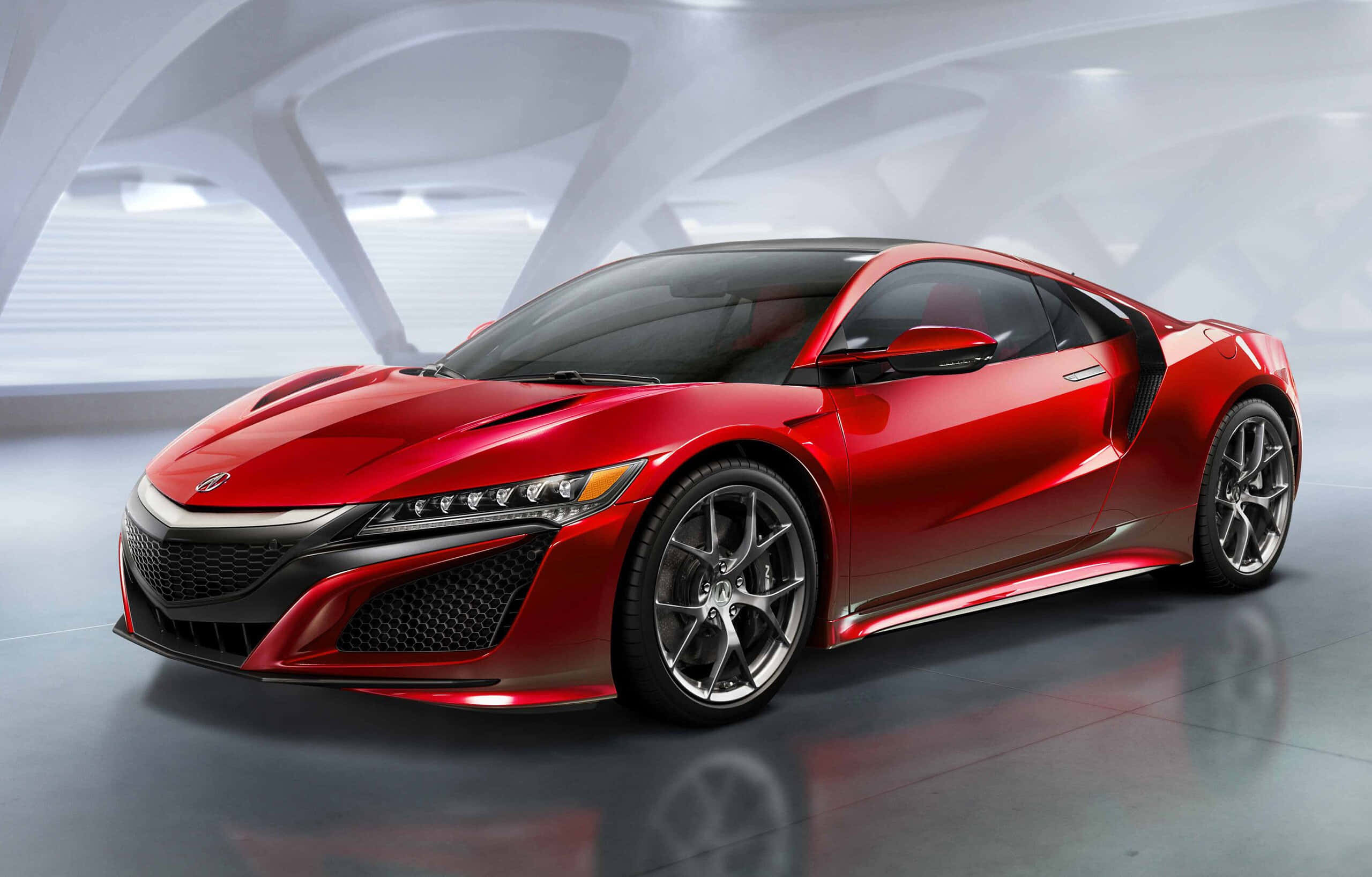 Honda NSX, glossy red, sleek aerodynamic lines, 2K Desktop Wallpaper