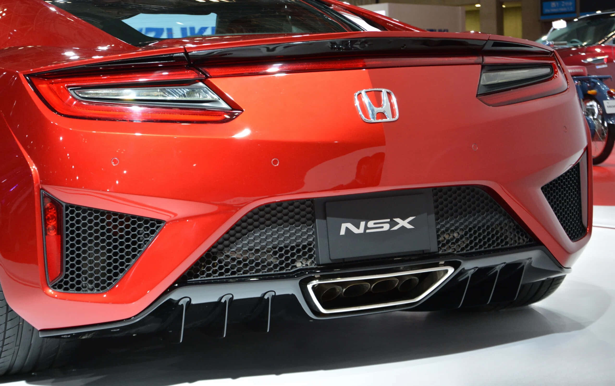 Honda NSX, glossy red, rear view, 2K Desktop Wallpaper