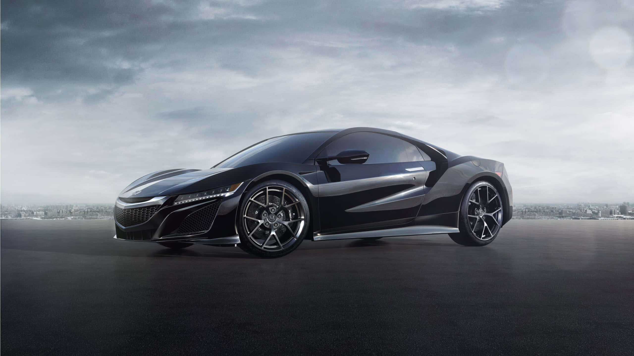 Honda NSX, black, silver accents, 2K Desktop Wallpaper
