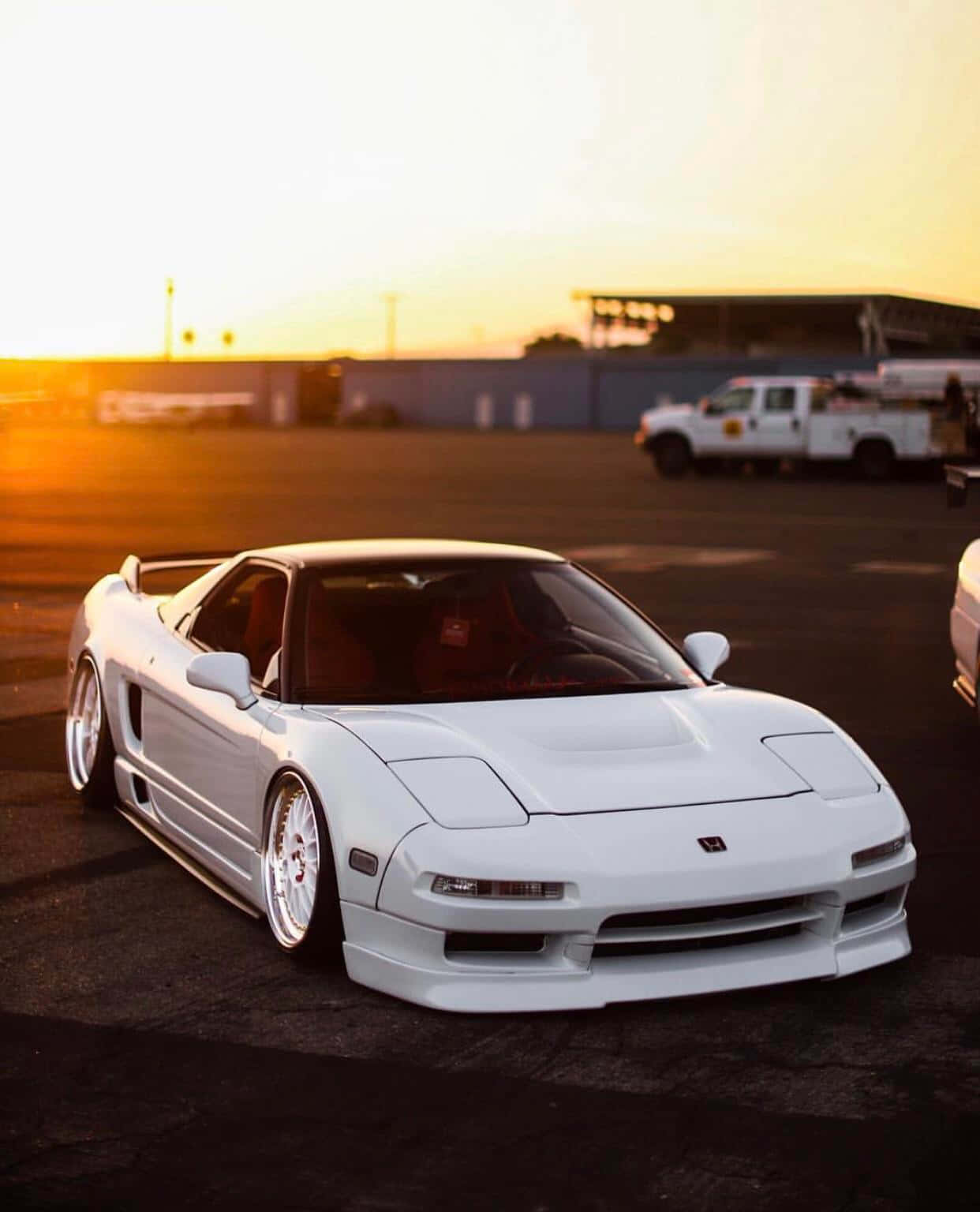 Honda NSX, pristine white, golden sunset, HD Phone Wallpaper