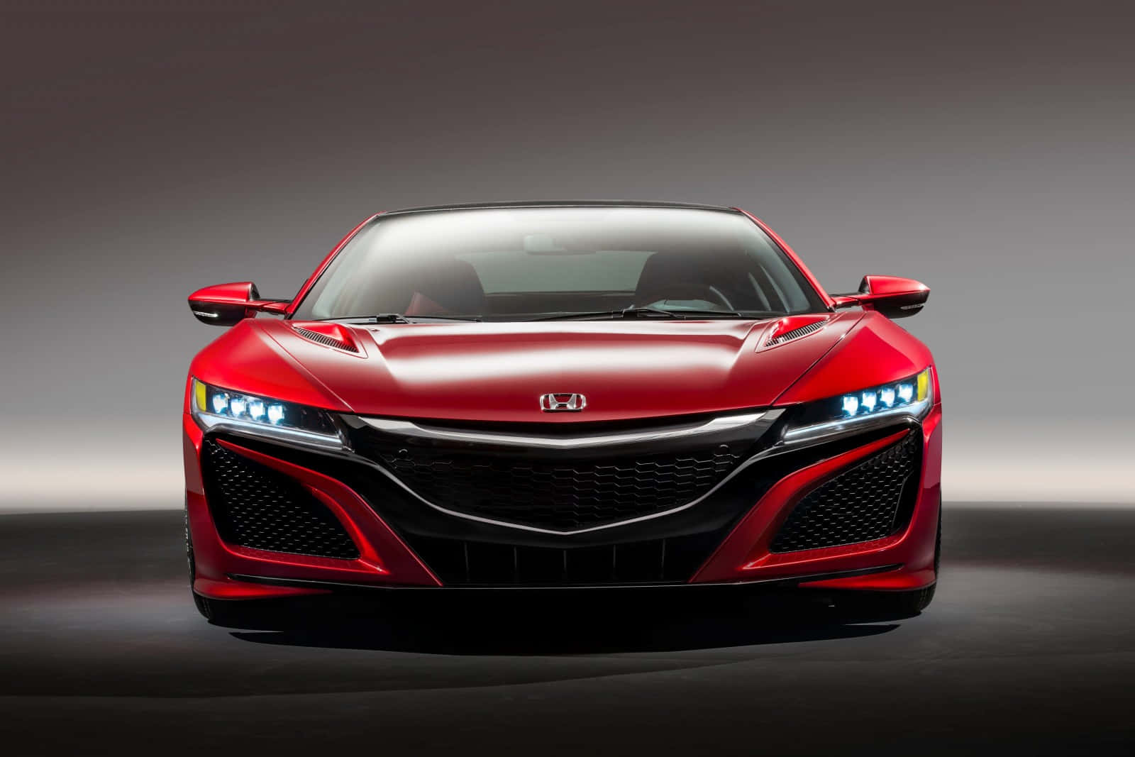 Honda NSX, red, glowing headlights, HD Desktop Wallpaper