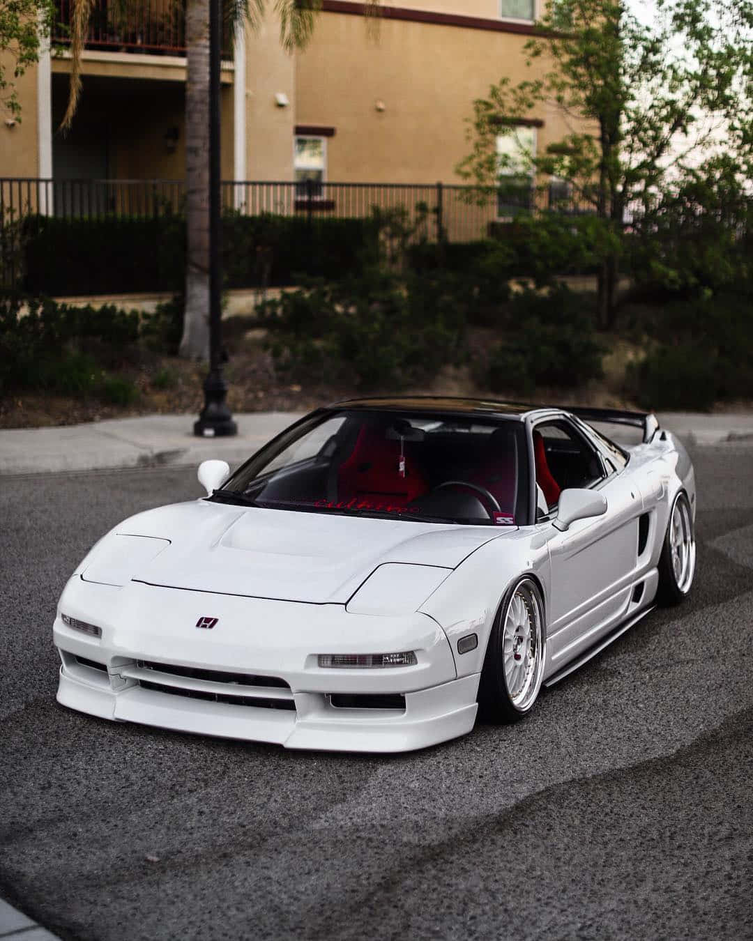 Honda NSX, white, red interior, HD Phone Wallpaper