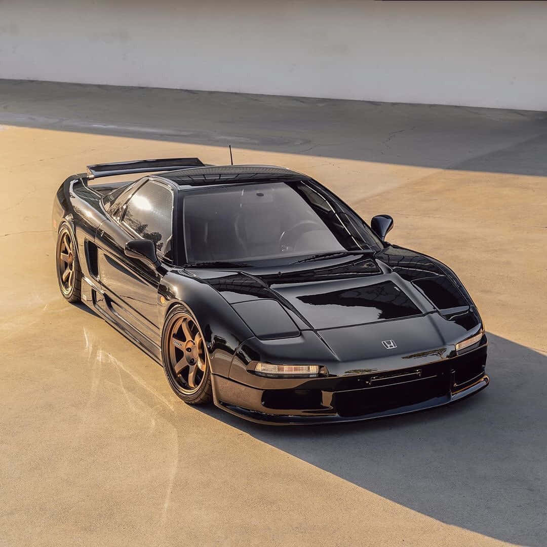 Honda NSX, glossy black, gold wheels, SD Desktop Wallpaper