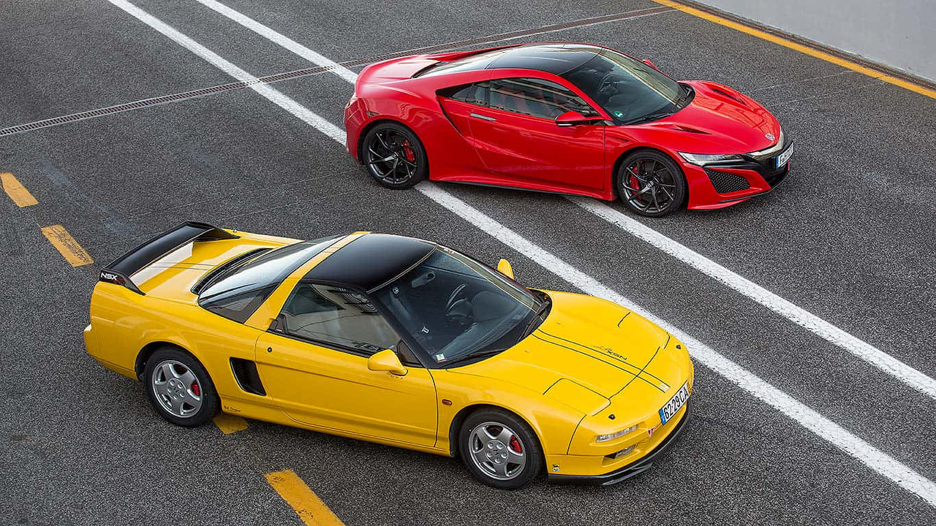 Honda NSX, red, yellow, HD Desktop Wallpaper