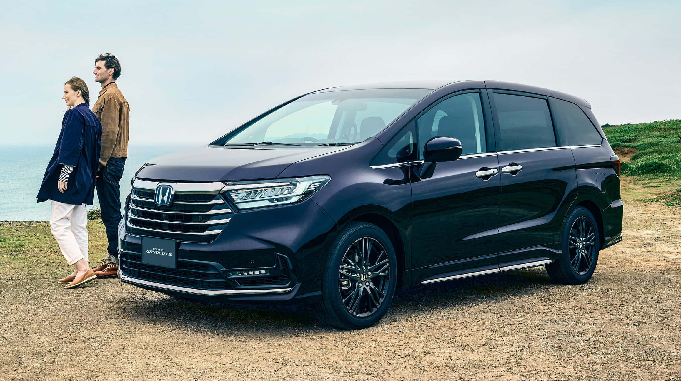 Honda Odyssey, dark blue, coastal cliff, Full HD Desktop Wallpaper