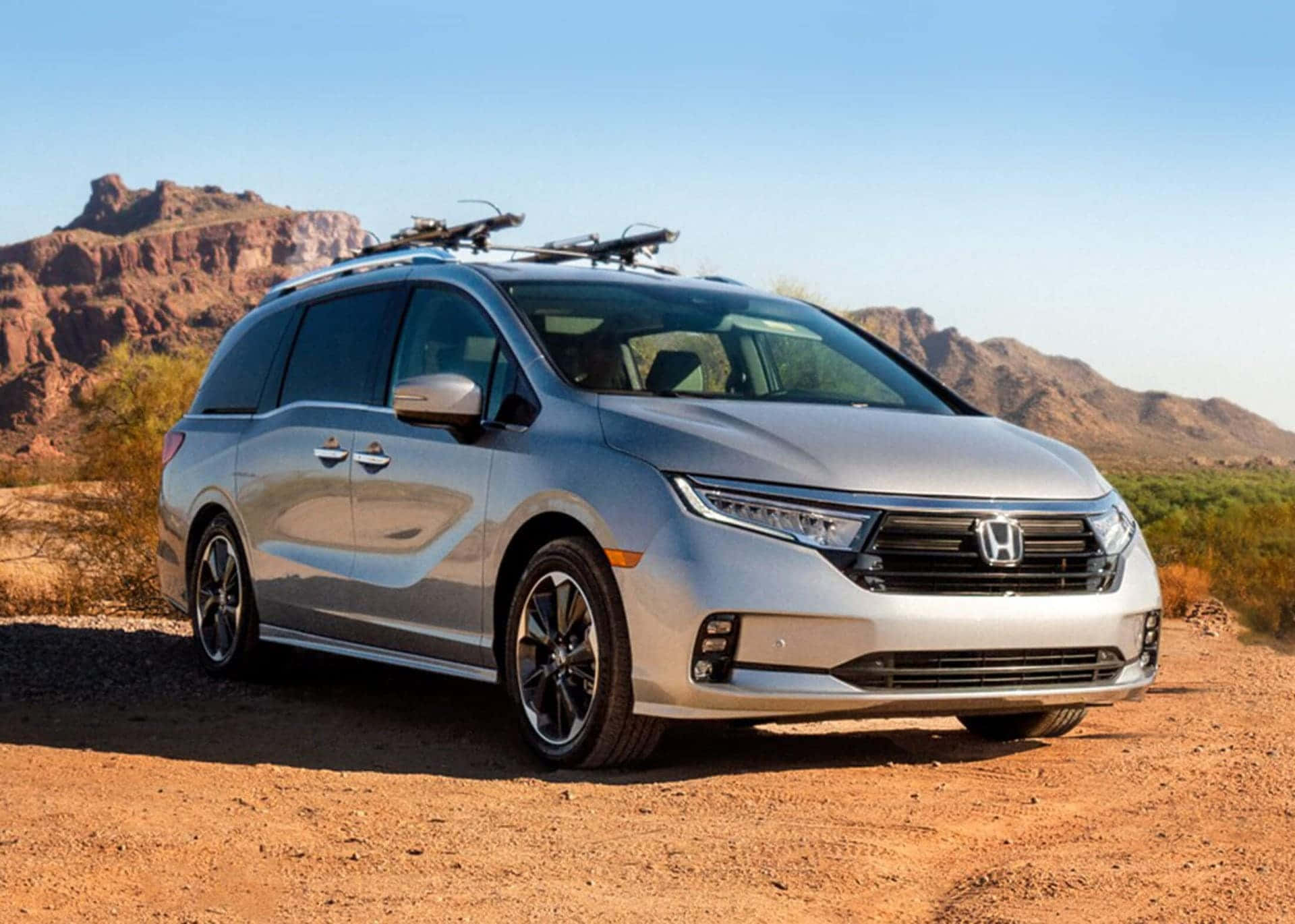 Honda Odyssey, silver, roof racks, Full HD Desktop Wallpaper