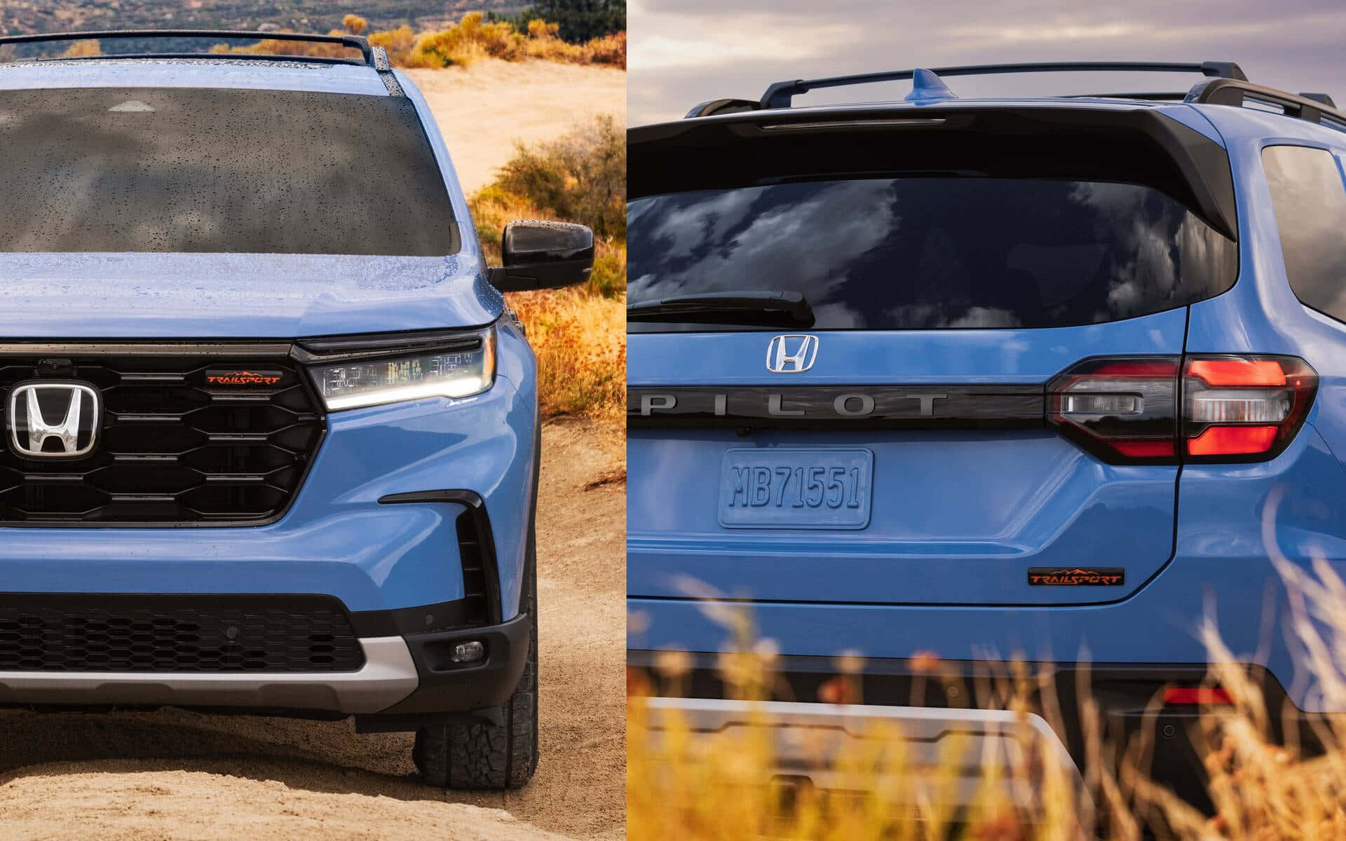 Honda Pilot, blue, dry grassy field, Full HD Desktop Wallpaper