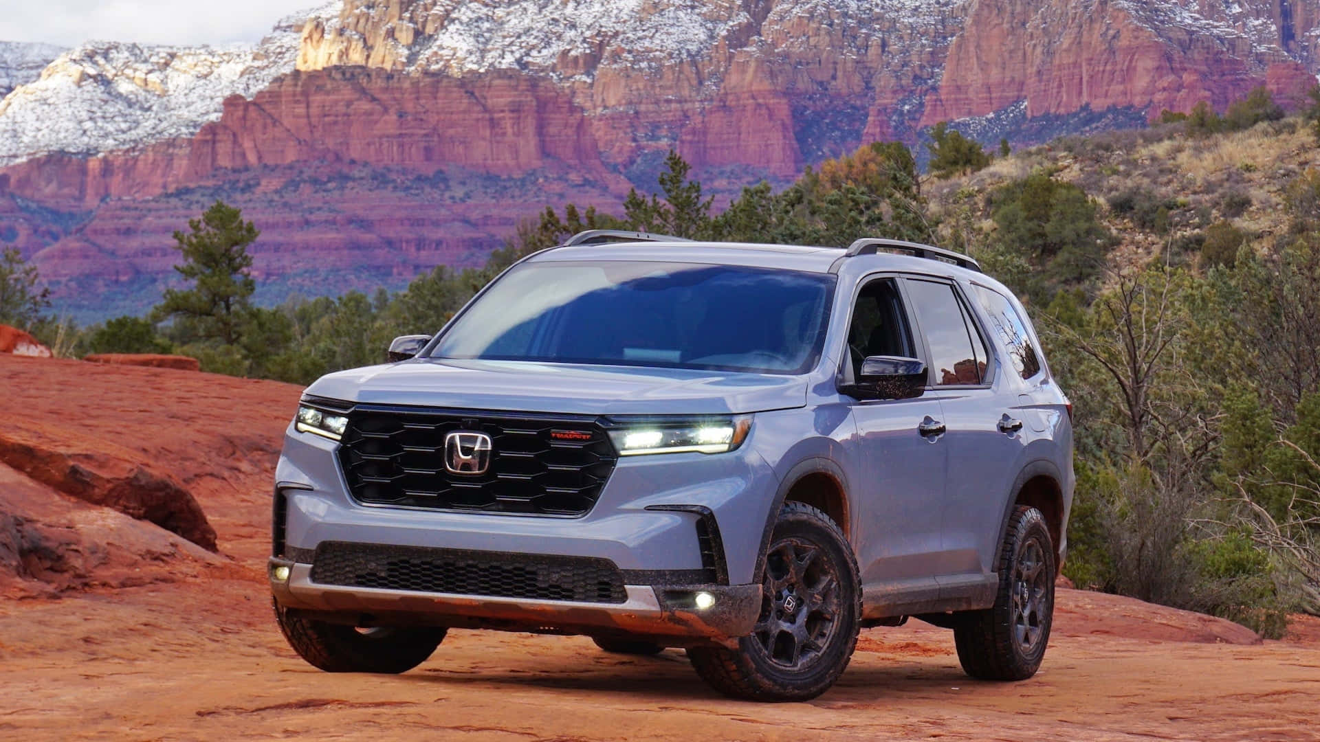 Honda Pilot, silver, black wheels, Full HD Desktop Wallpaper