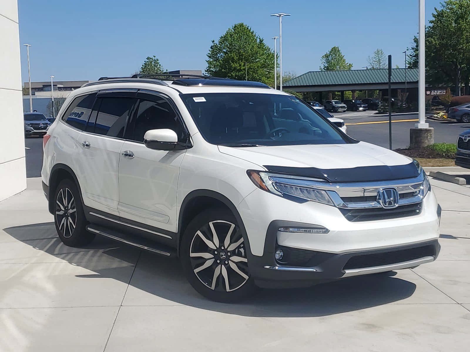 Honda Pilot, white, sunlit concrete lot, HD Desktop Wallpaper