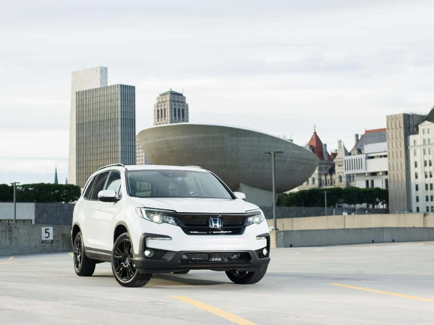Honda Pilot, white, black rims, HD Desktop Wallpaper