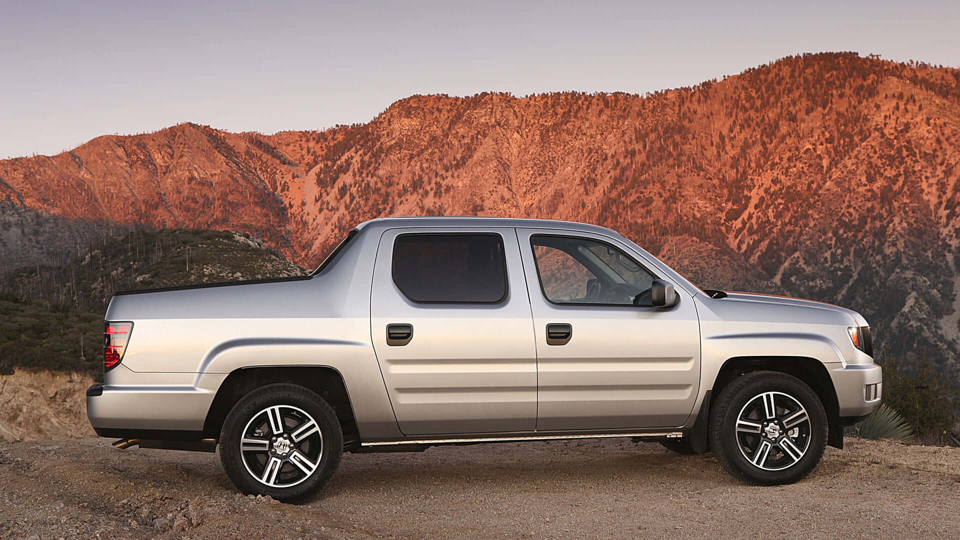 Honda Ridgeline, silver, dirt road, Full HD Desktop Wallpaper