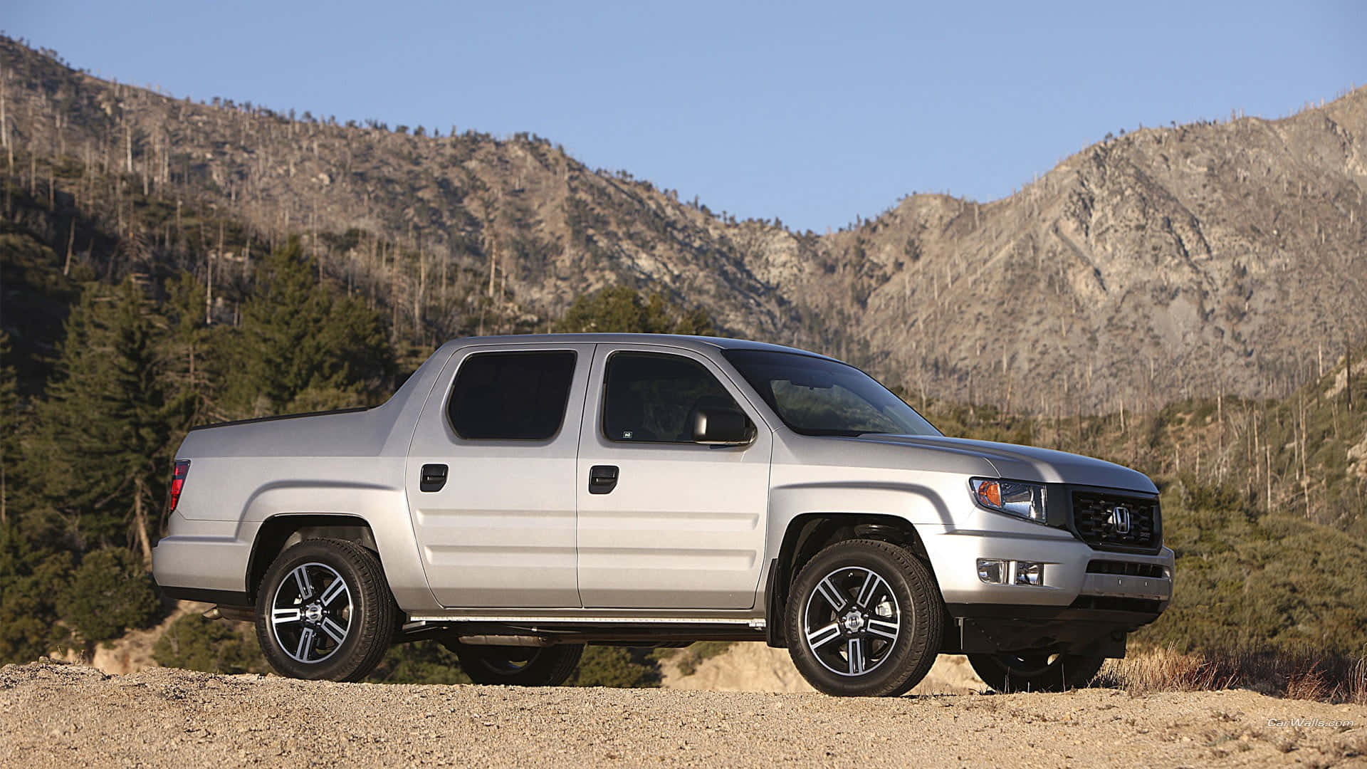 Honda Ridgeline, silver, dirt road, Full HD Desktop Wallpaper