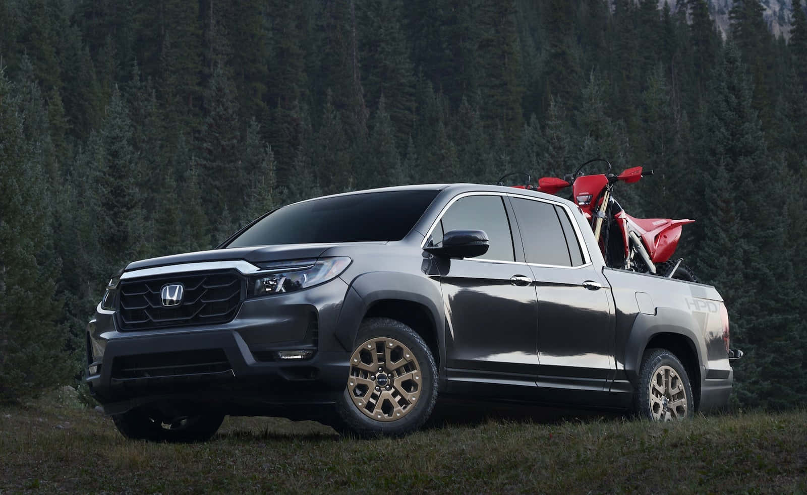 Honda Ridgeline, sleek gray, gold wheels, HD Desktop Wallpaper