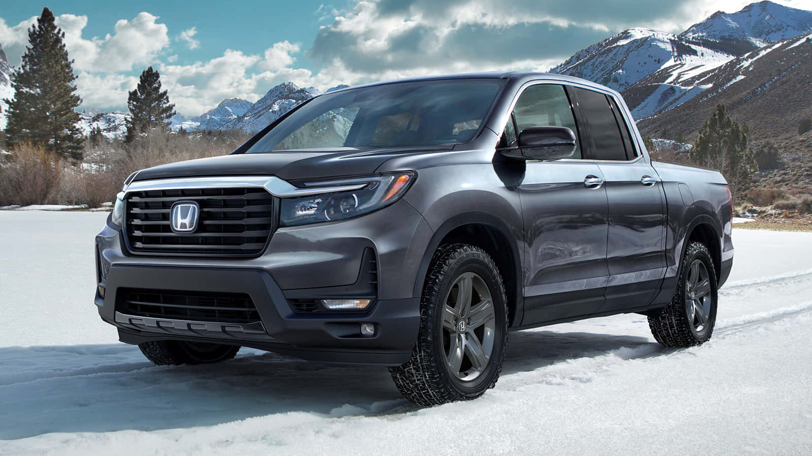 Honda Ridgeline, sleek gray, snowy field, HD Desktop Wallpaper