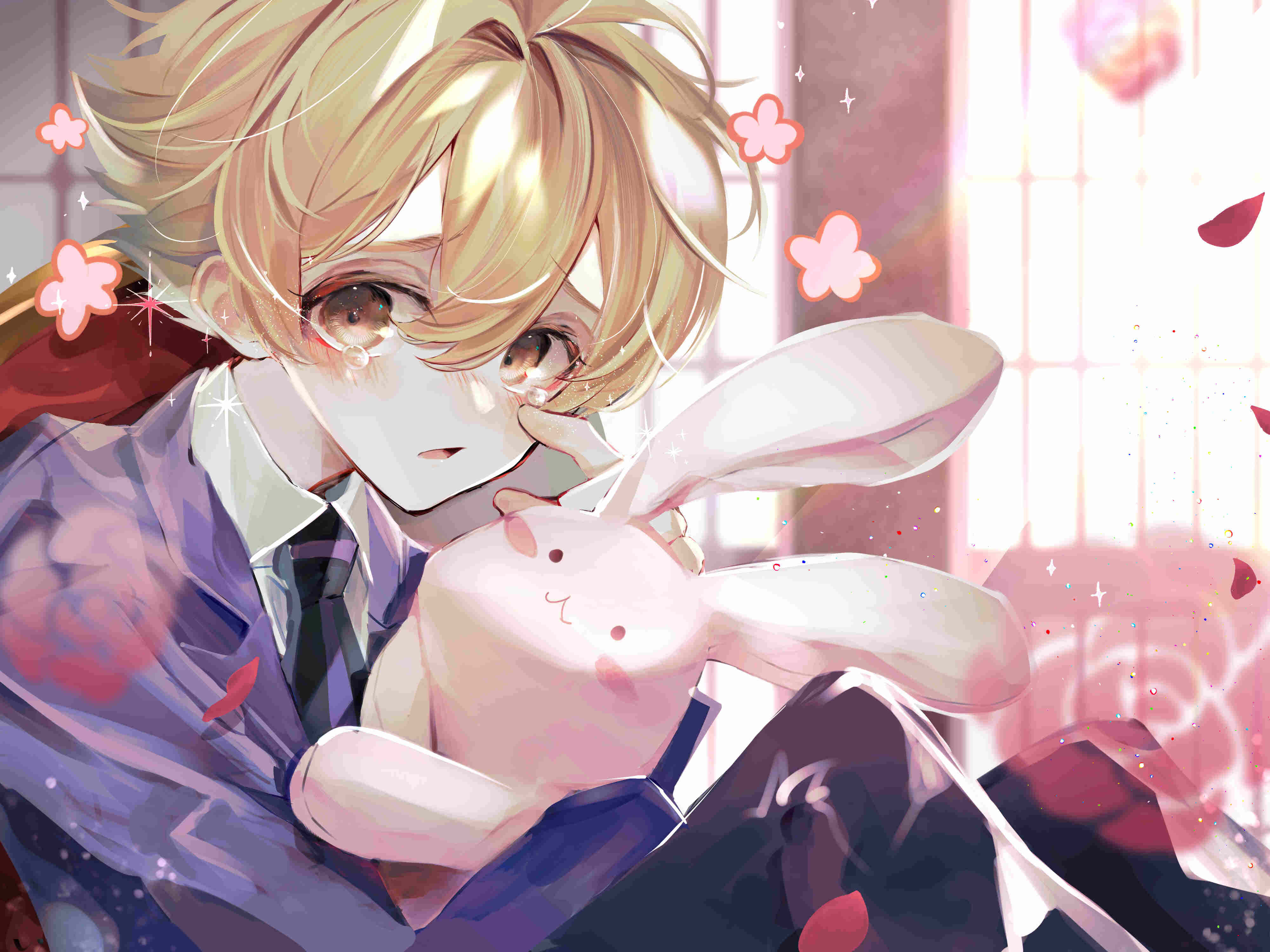 Honey Senpai, bunny plushie, pink bunny plushie, 4K Desktop Wallpaper
