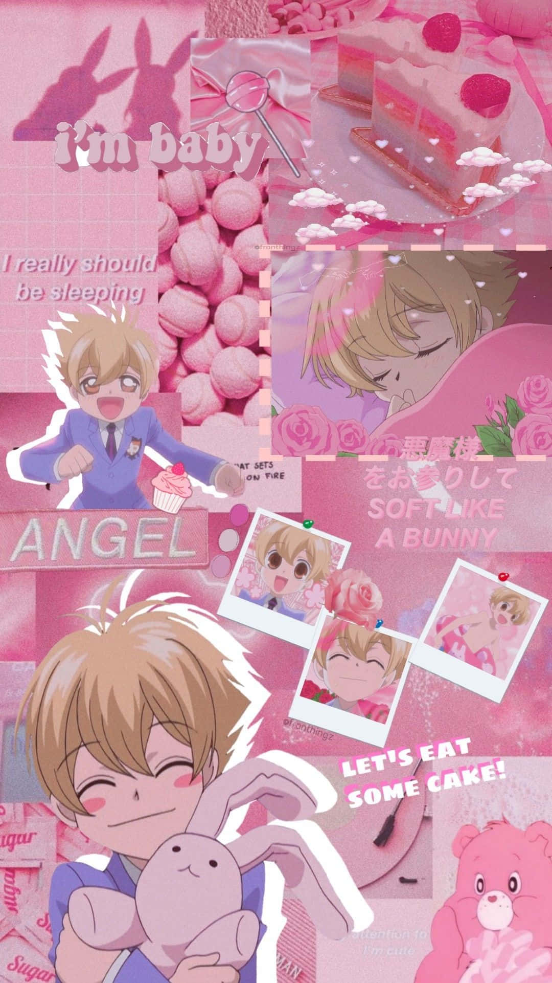 Honey Senpai, pink aesthetic, collage wallpaper, Full HD Phone Wallpaper