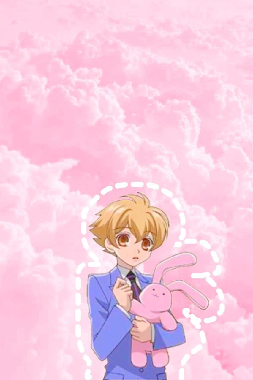 Honey Senpai, bunny plush, blonde anime boy, HD Phone Wallpaper