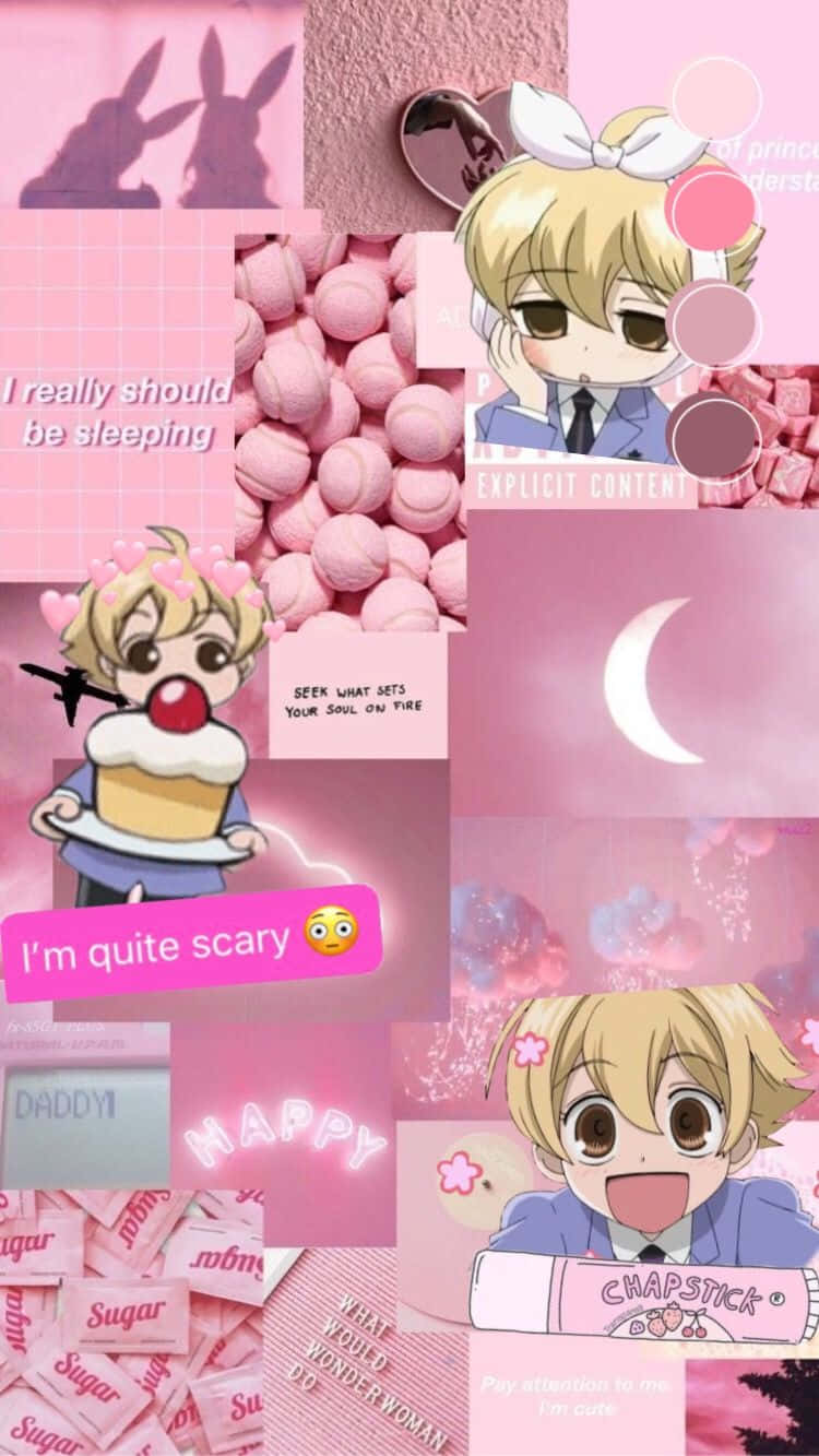 Honey Senpai, pink aesthetic, pastel pink background, HD Phone Wallpaper