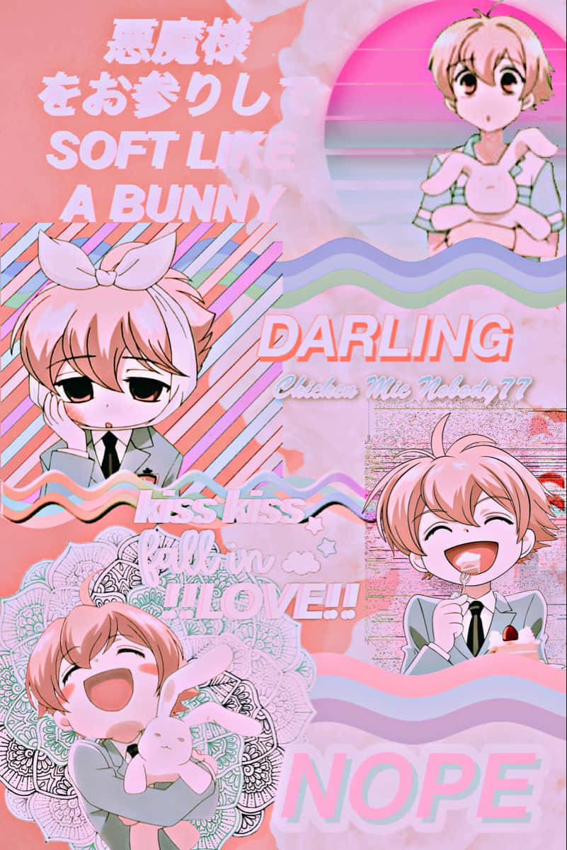 Honey Senpai, chibi characters, bunny plushies, SD Phone Wallpaper