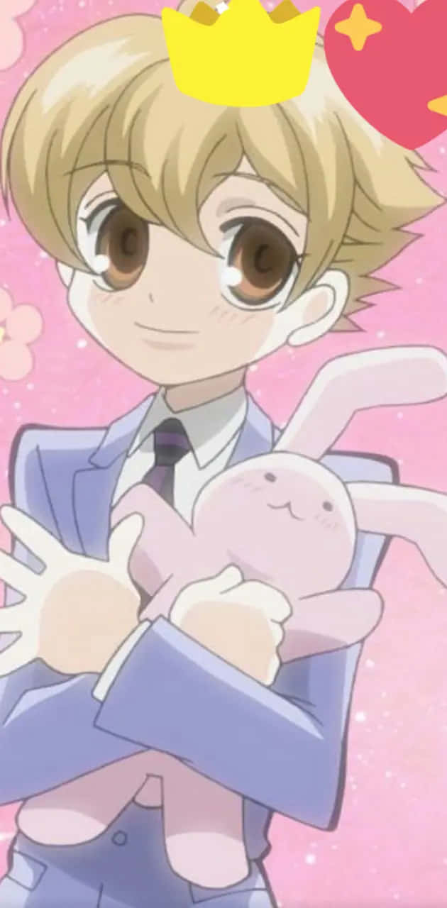 Honey Senpai, yellow crown, pink bunny plush, HD Phone Wallpaper