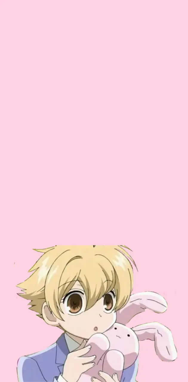 Honey Senpai, bunny plush, blonde anime boy, HD Phone Wallpaper