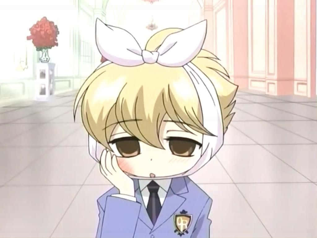 Honey Senpai, chibi anime boy, blonde hair, SD Desktop Wallpaper
