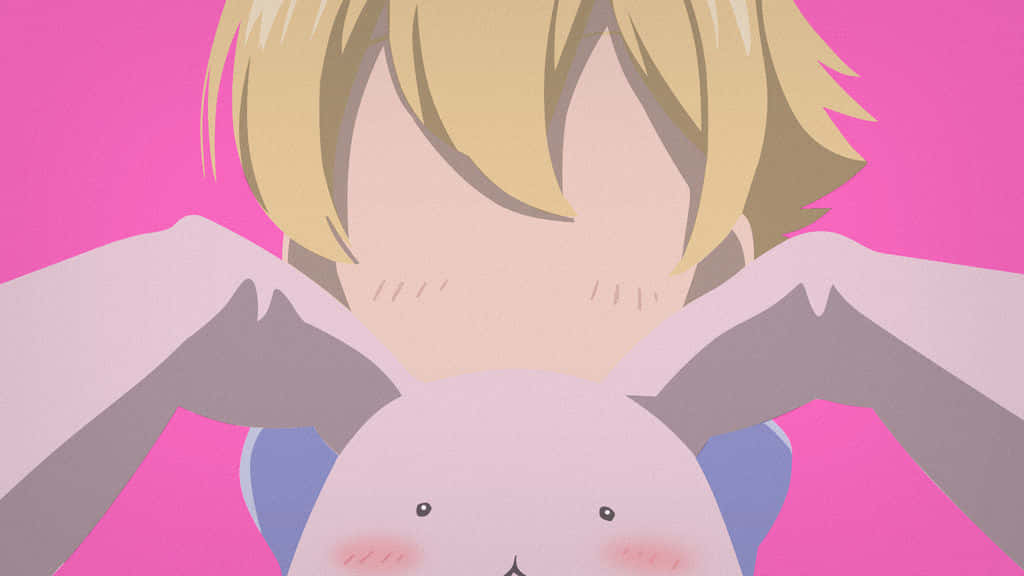 Honey Senpai, bunny stuffed animal, pink bunny plushie, SD Desktop Wallpaper