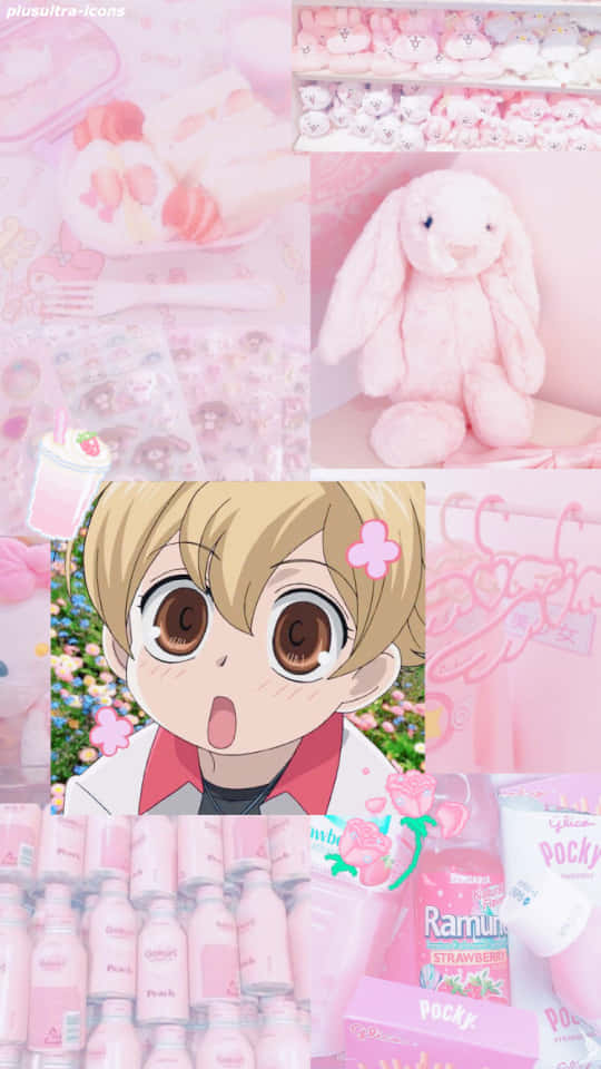 Honey Senpai, pastel pink, surprised anime boy, SD Phone Wallpaper