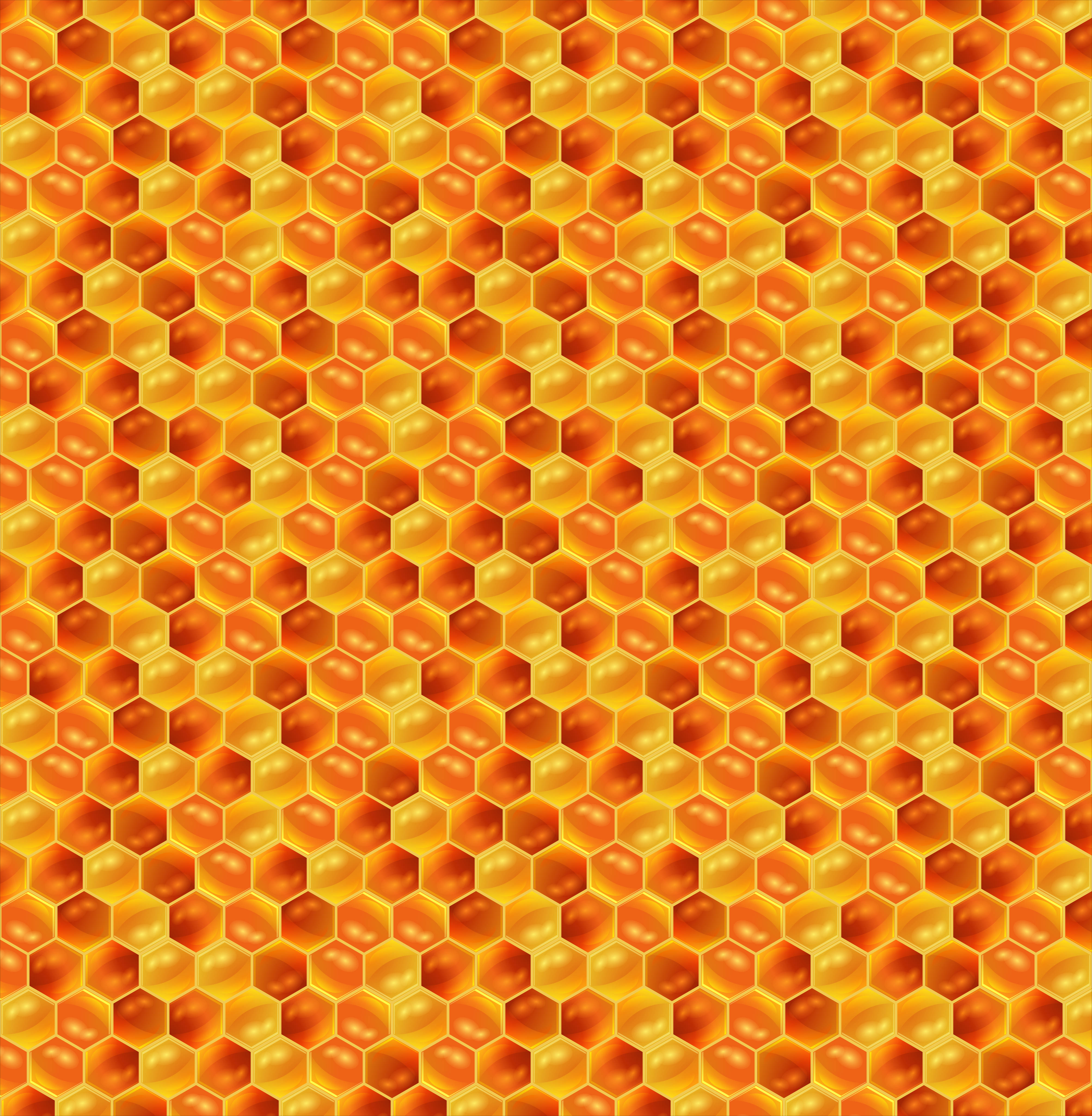 Honeycomb, glowing golden honeycomb cells, warm amber highlights, 4K Phone Wallpaper