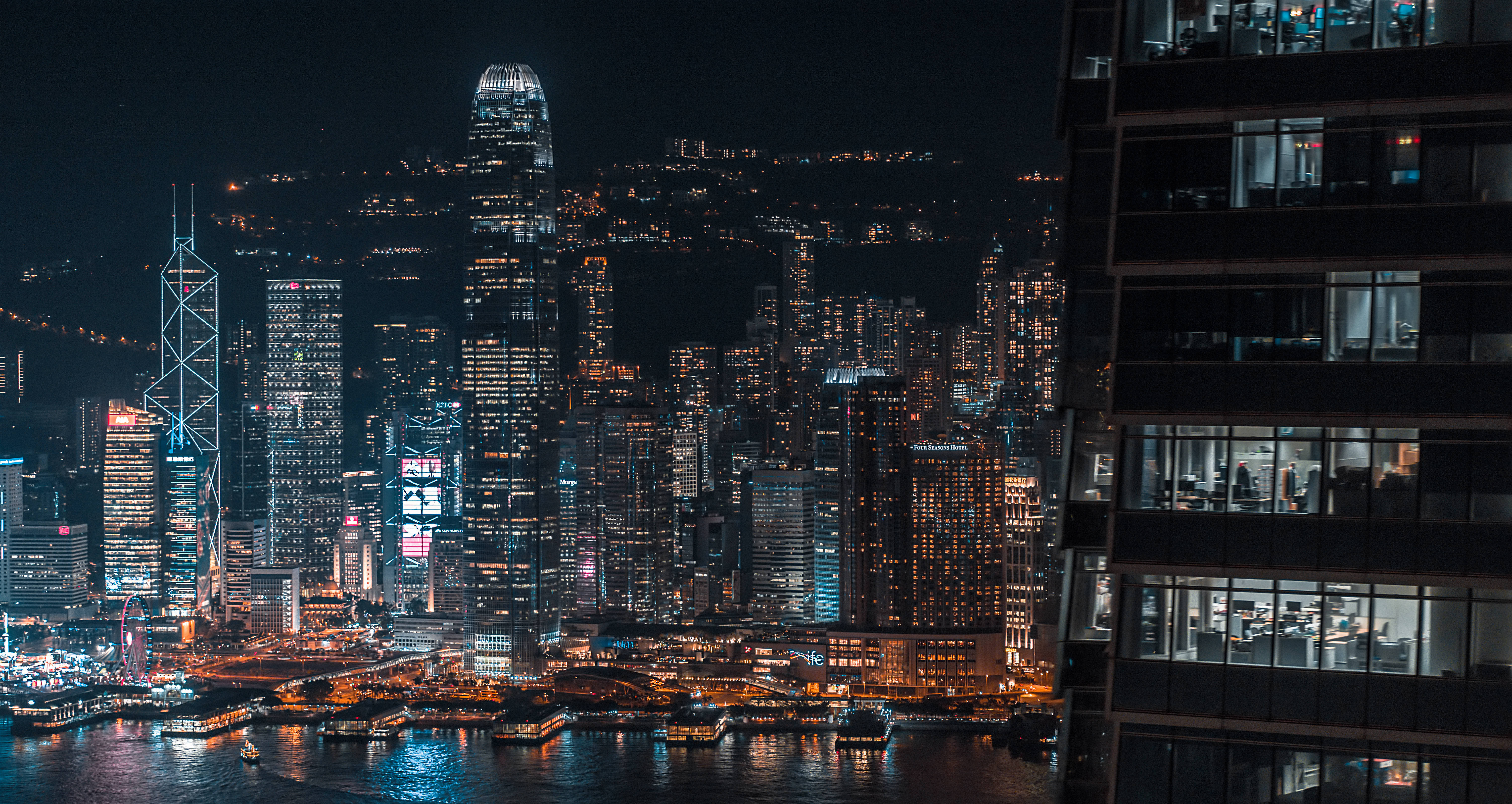 Hong Kong, skyline, night, 5K Desktop Wallpaper