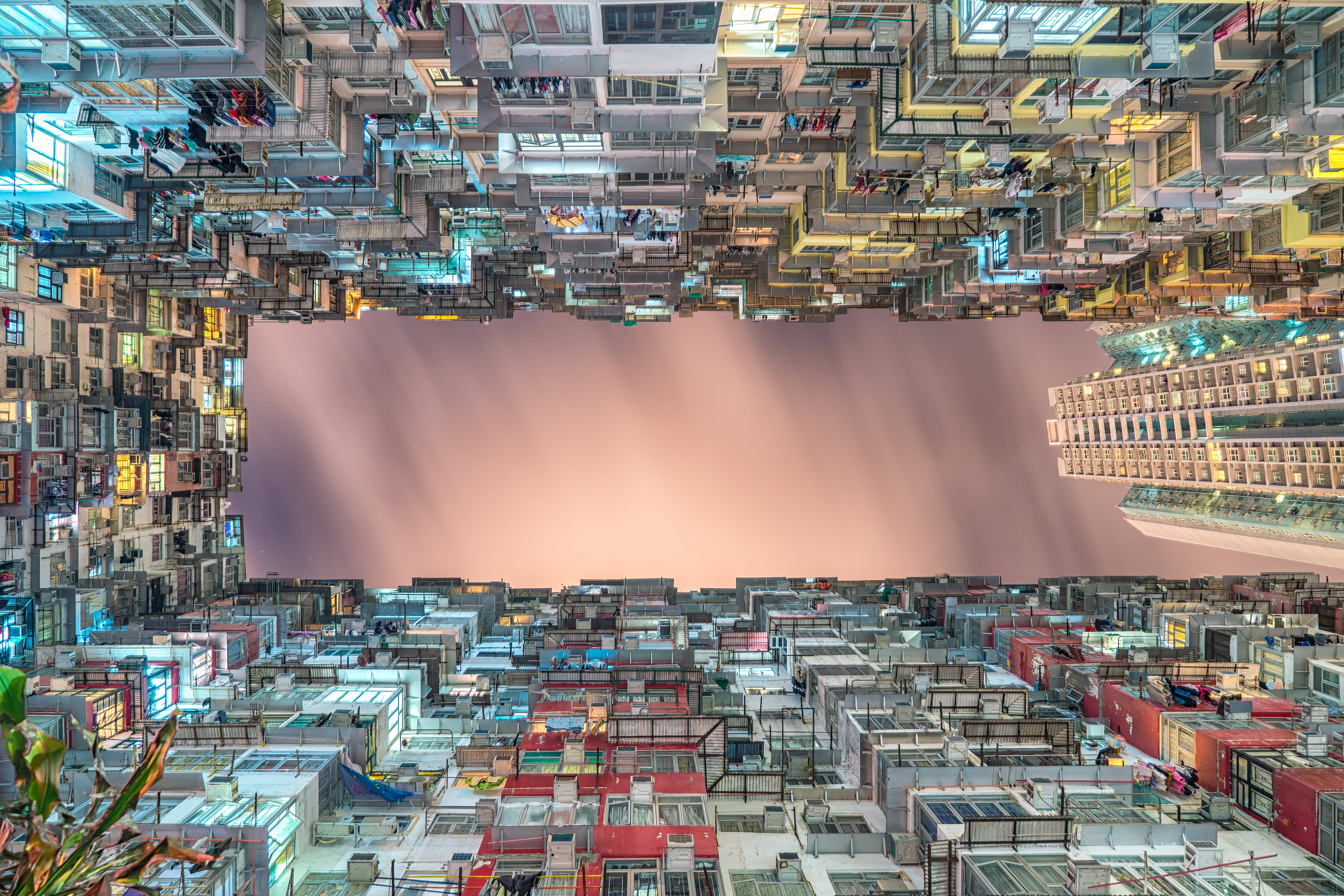 Hong Kong, monster building, upside-down cityscape, 8K Desktop Wallpaper