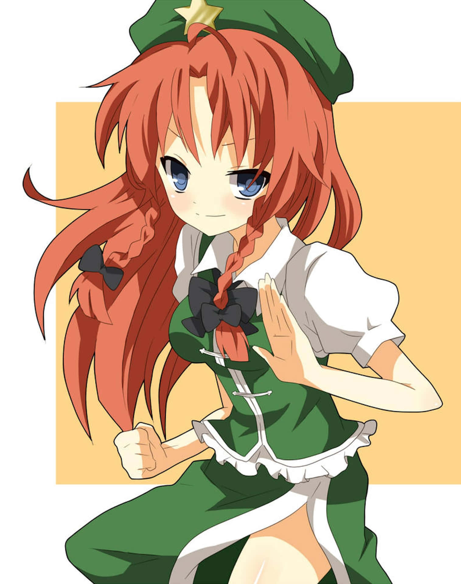 Hong Meiling, anime style, red hair, Full HD Phone Wallpaper