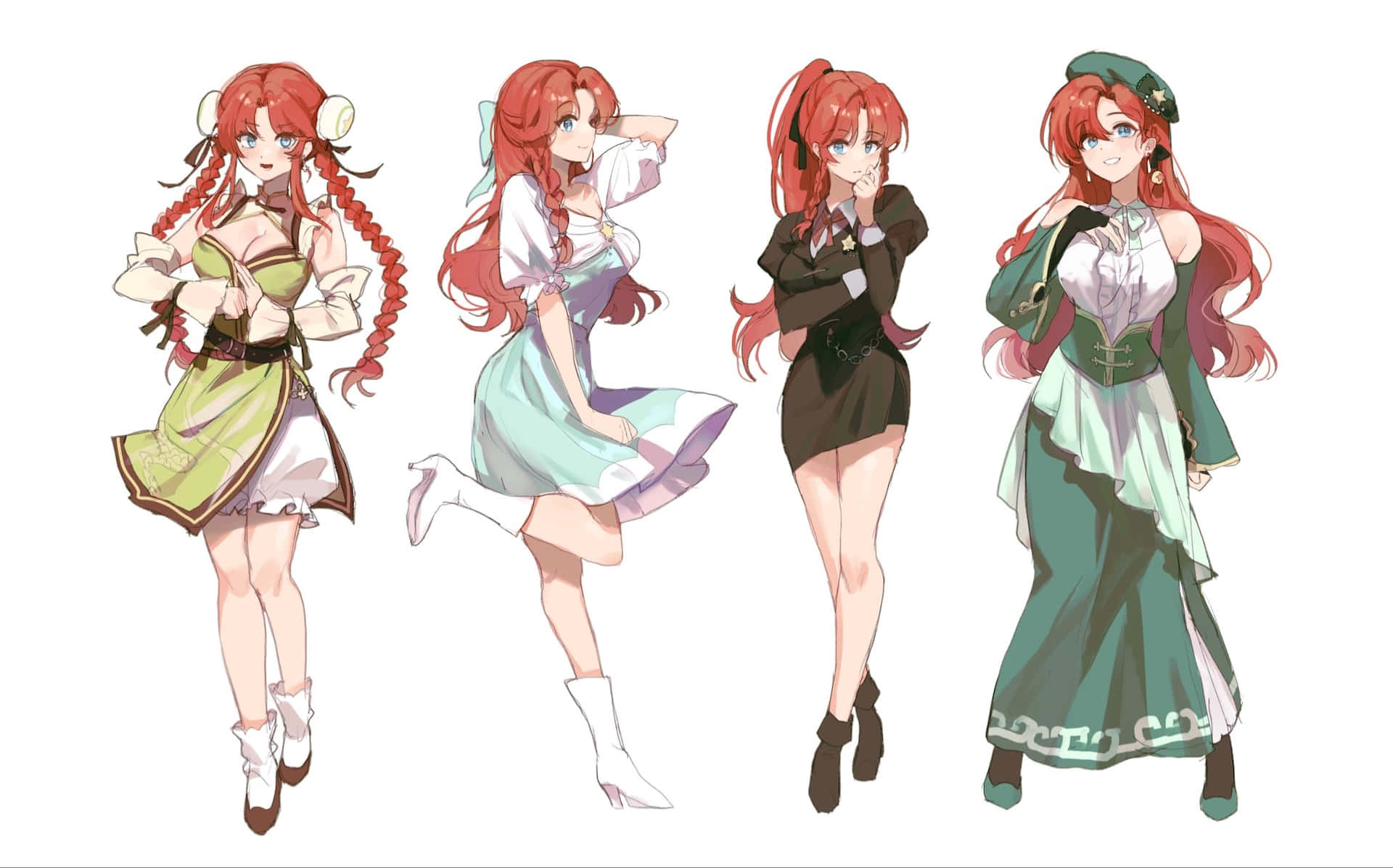 Hong Meiling, red hair, anime girls, Full HD Desktop Wallpaper