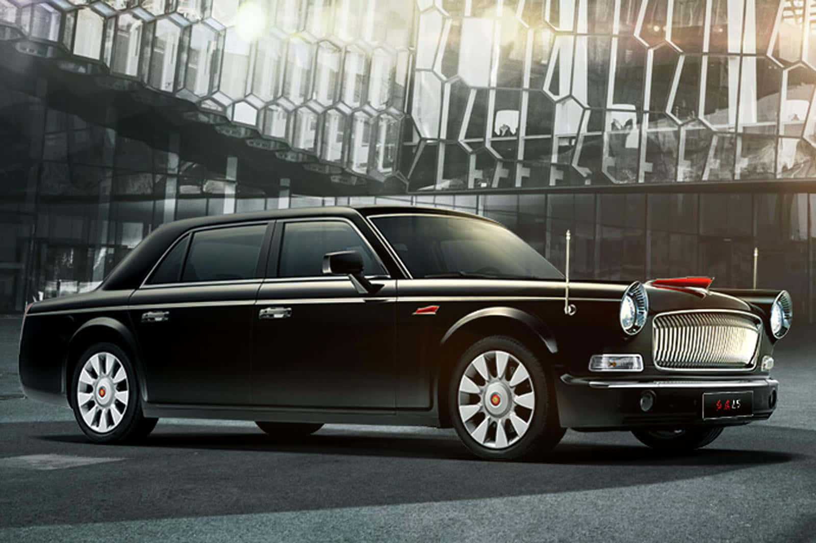 Hongqi L5, sleek black luxury sedan, chrome accents, HD Desktop Wallpaper