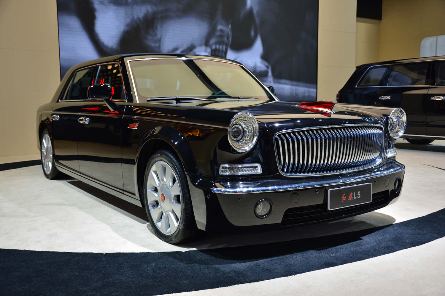 Hongqi L5, glossy black, chrome grille, HD Desktop Wallpaper