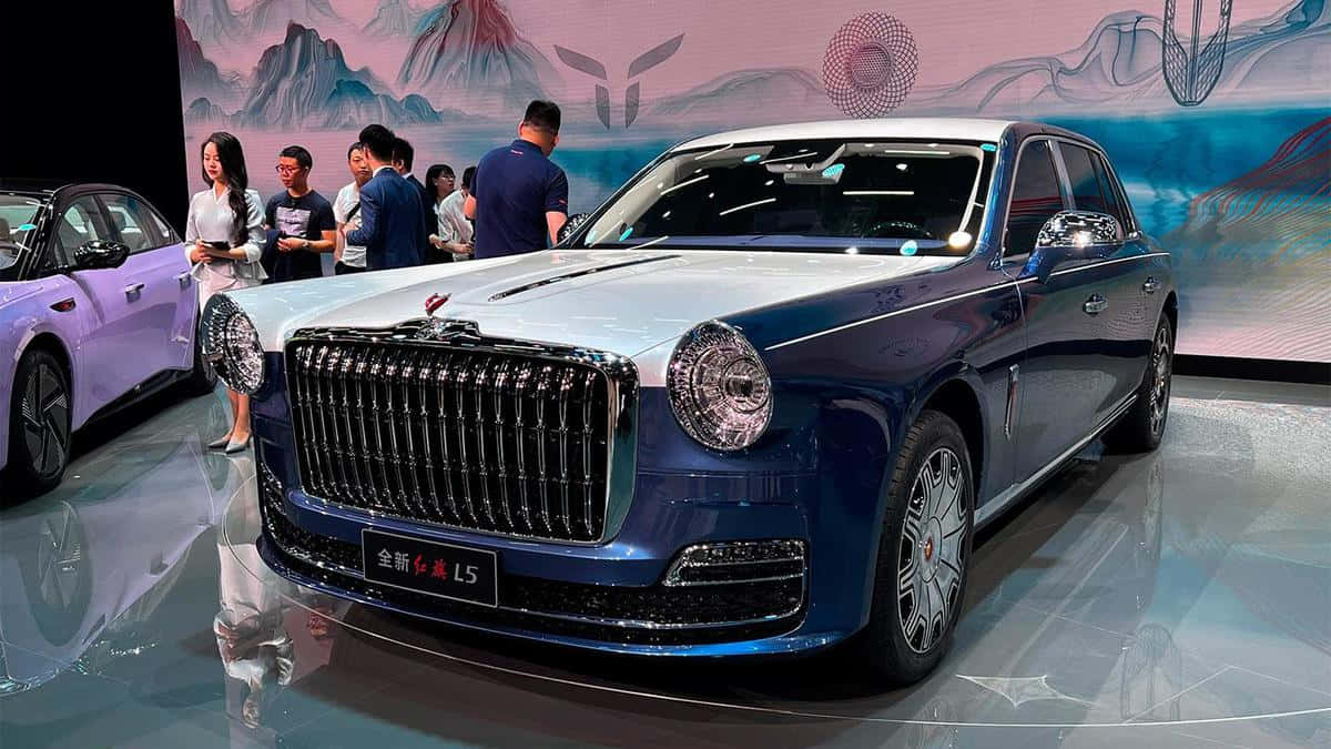 Hongqi L5, luxury sedan, blue, SD Desktop Wallpaper