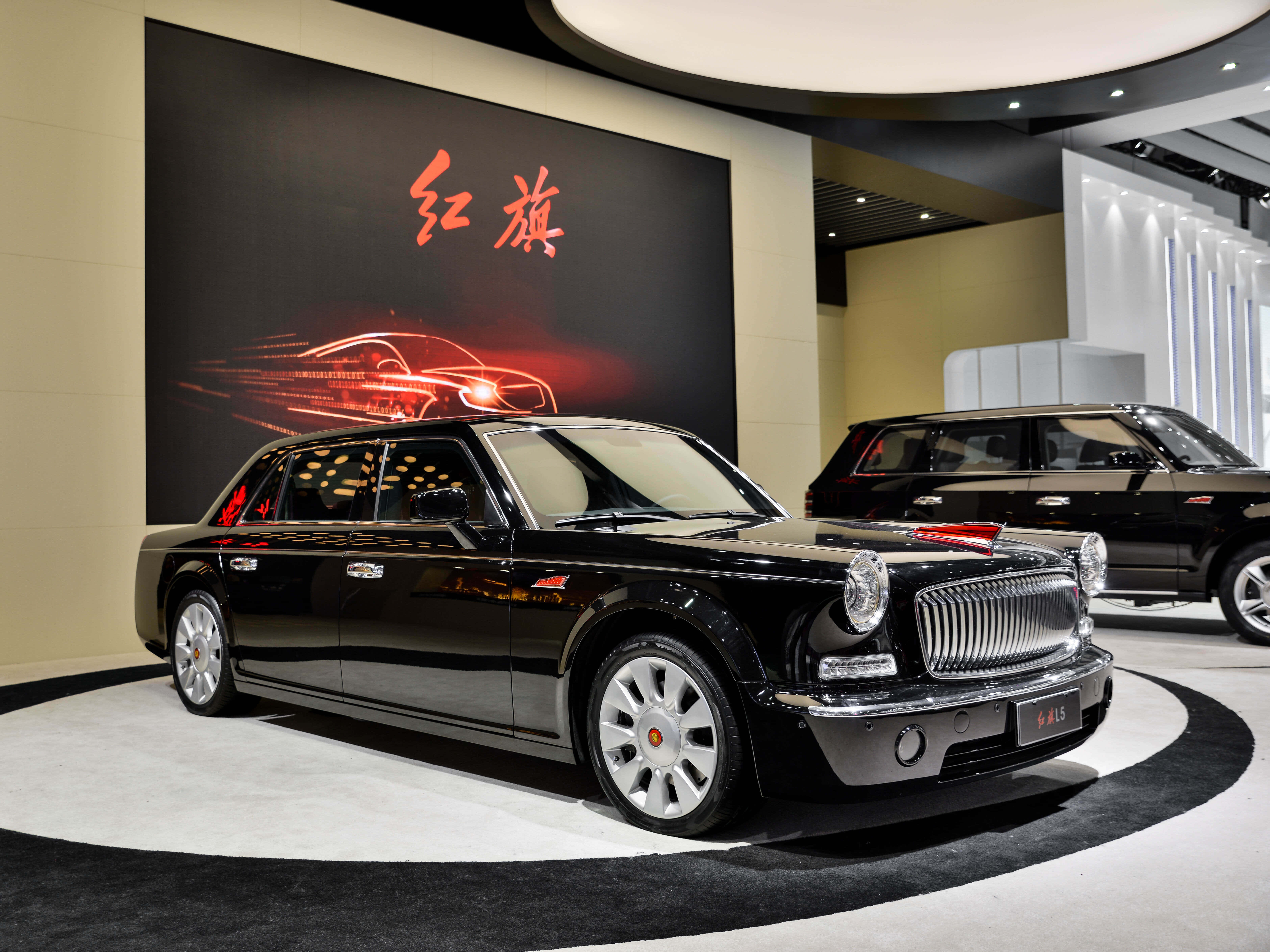 Hongqi L5, glossy black, showroom lights, 5K Desktop Wallpaper