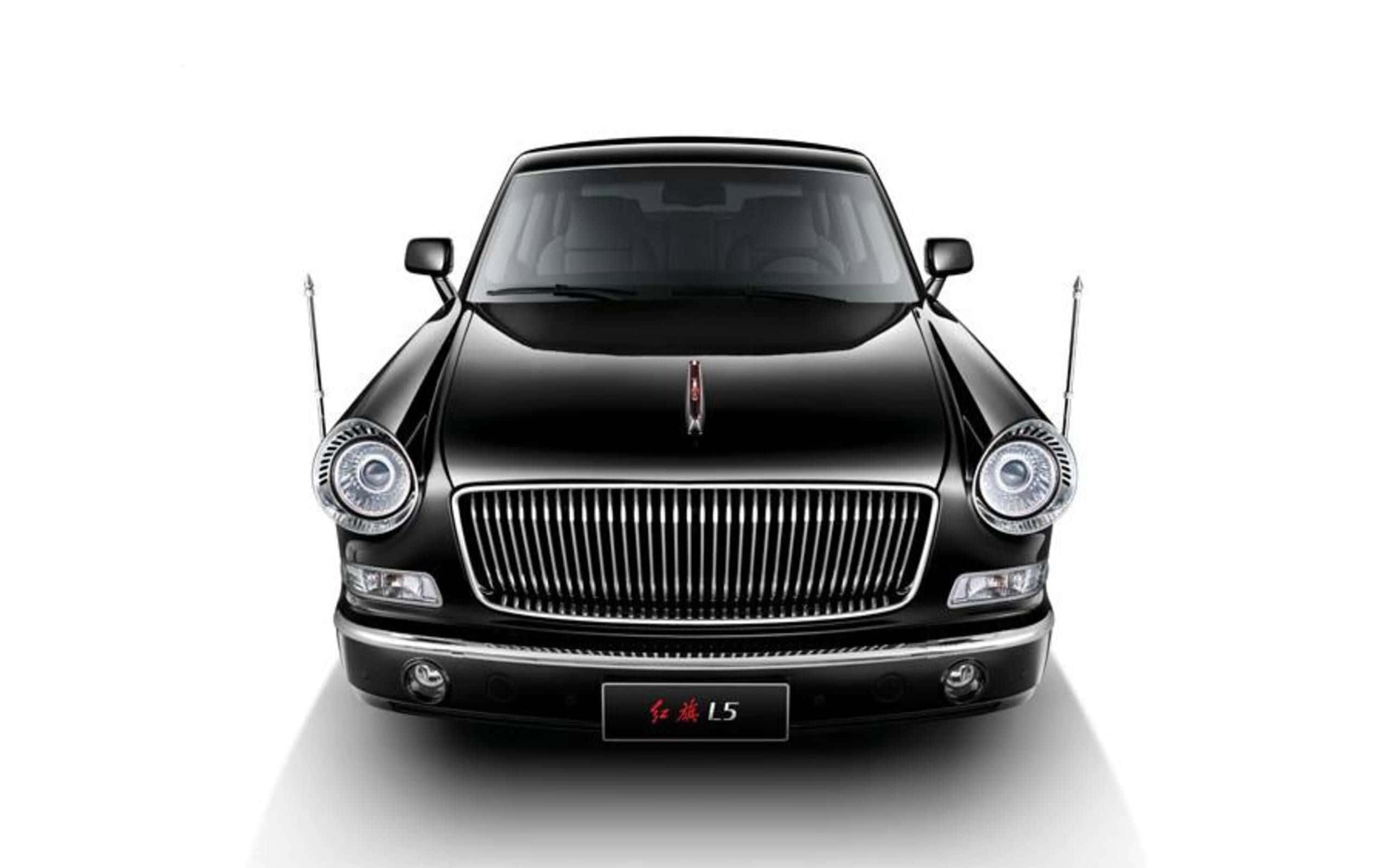 Hongqi L5, sleek black, chrome accents, 2K Desktop Wallpaper