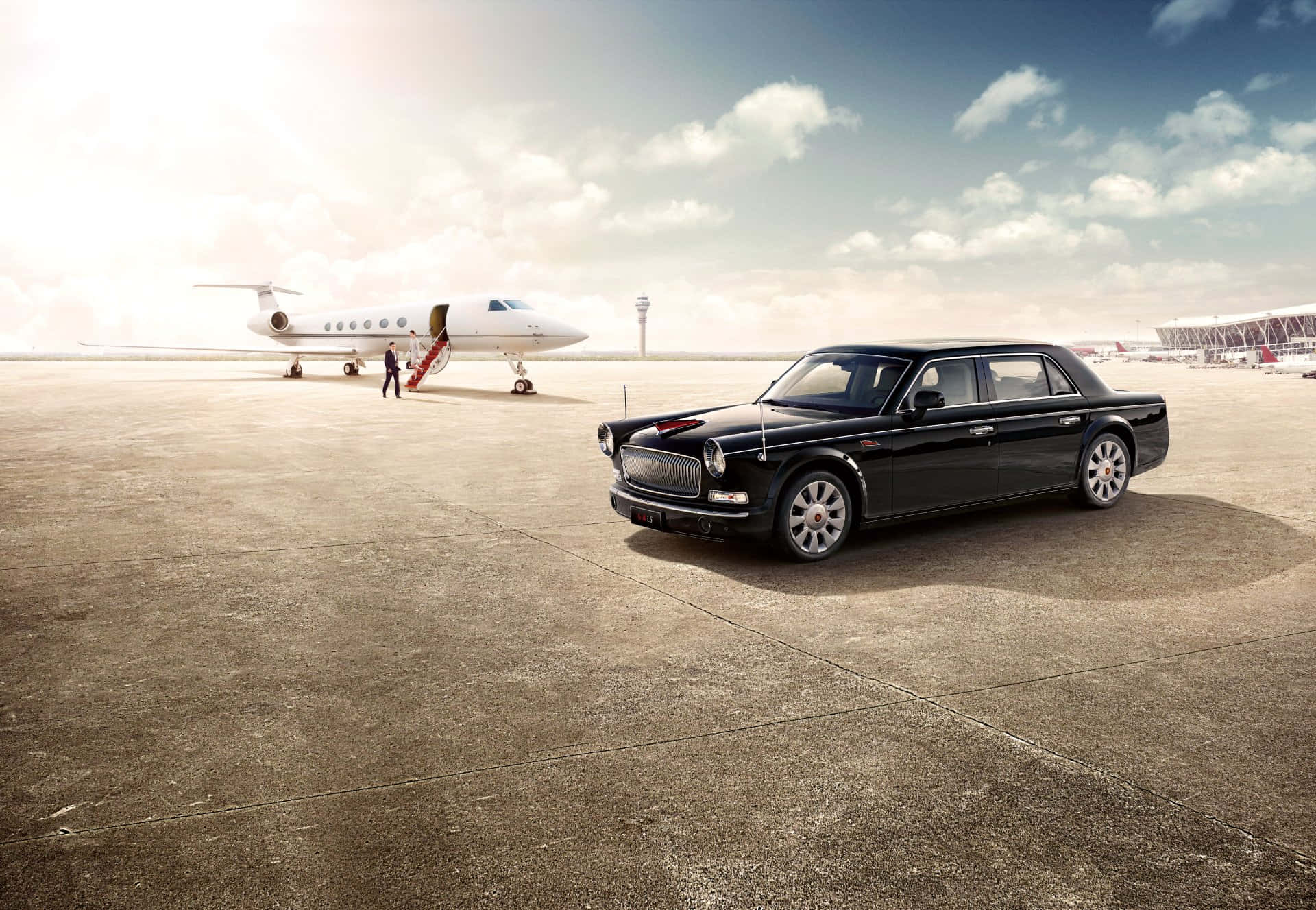 Hongqi L5, luxury sedan, airport runway, Full HD Desktop Wallpaper