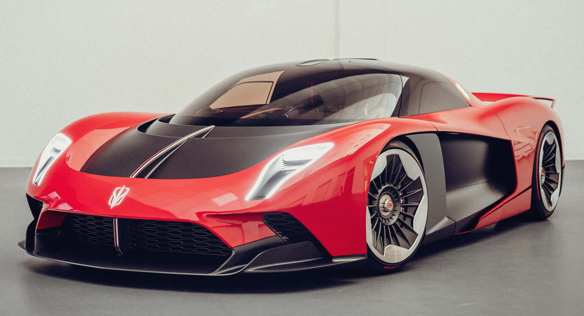 Hongqi, sleek red and black hypercar, futuristic aerodynamic design, Full HD Desktop Wallpaper