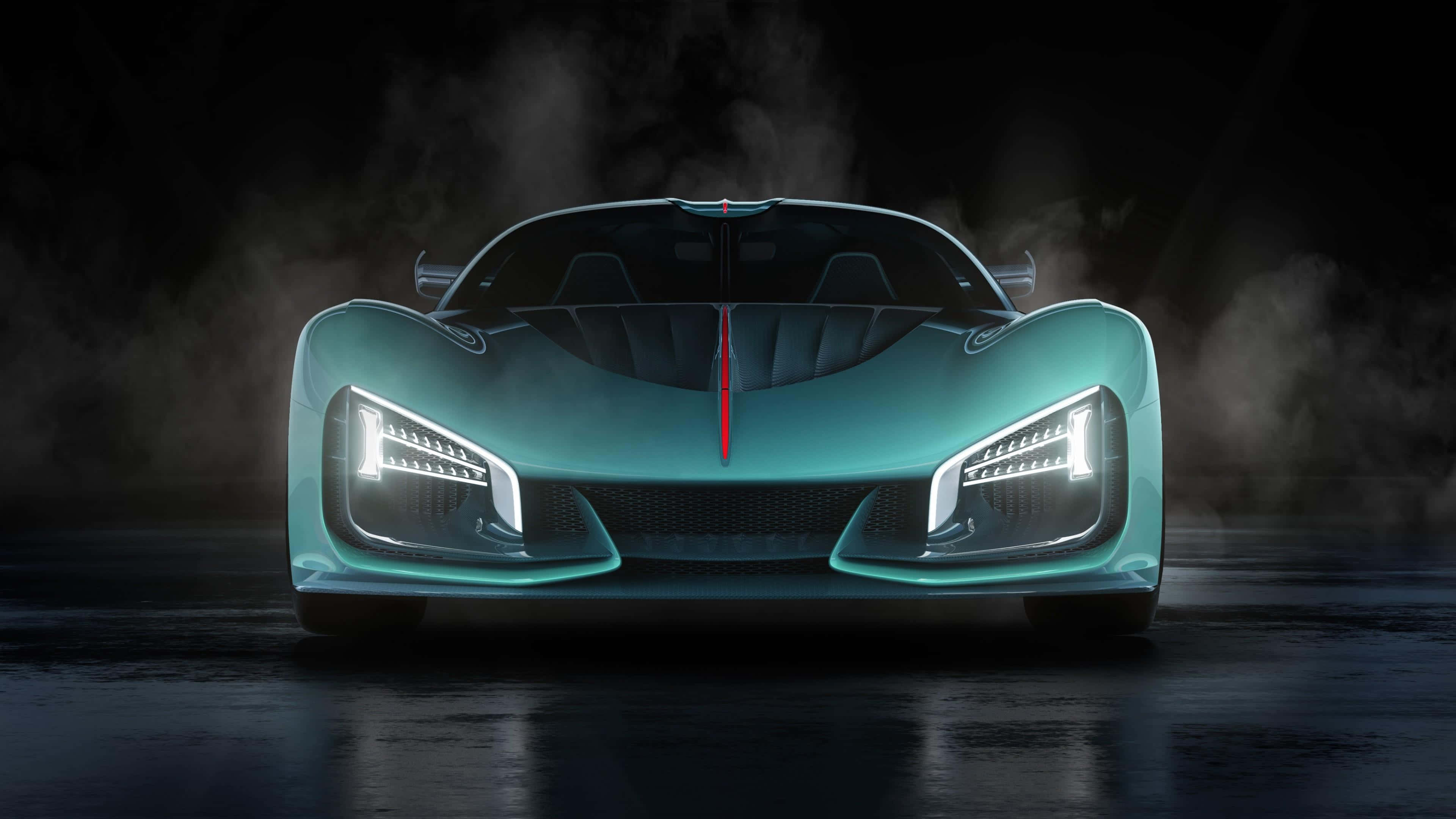 Hongqi, teal, glowing headlights, 4K Desktop Wallpaper