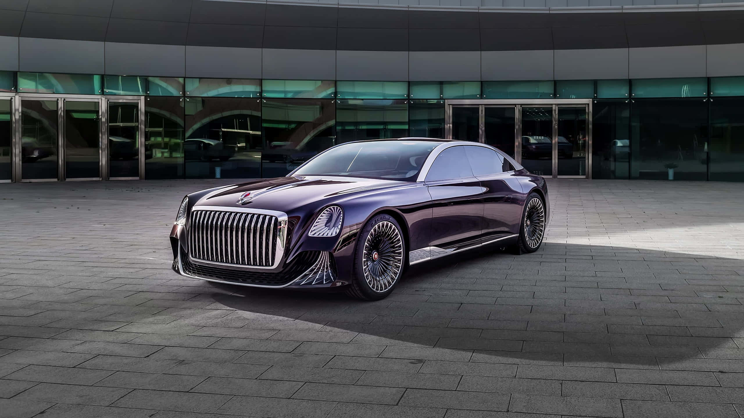 Hongqi, purple, luxury sedan, 2K Desktop Wallpaper