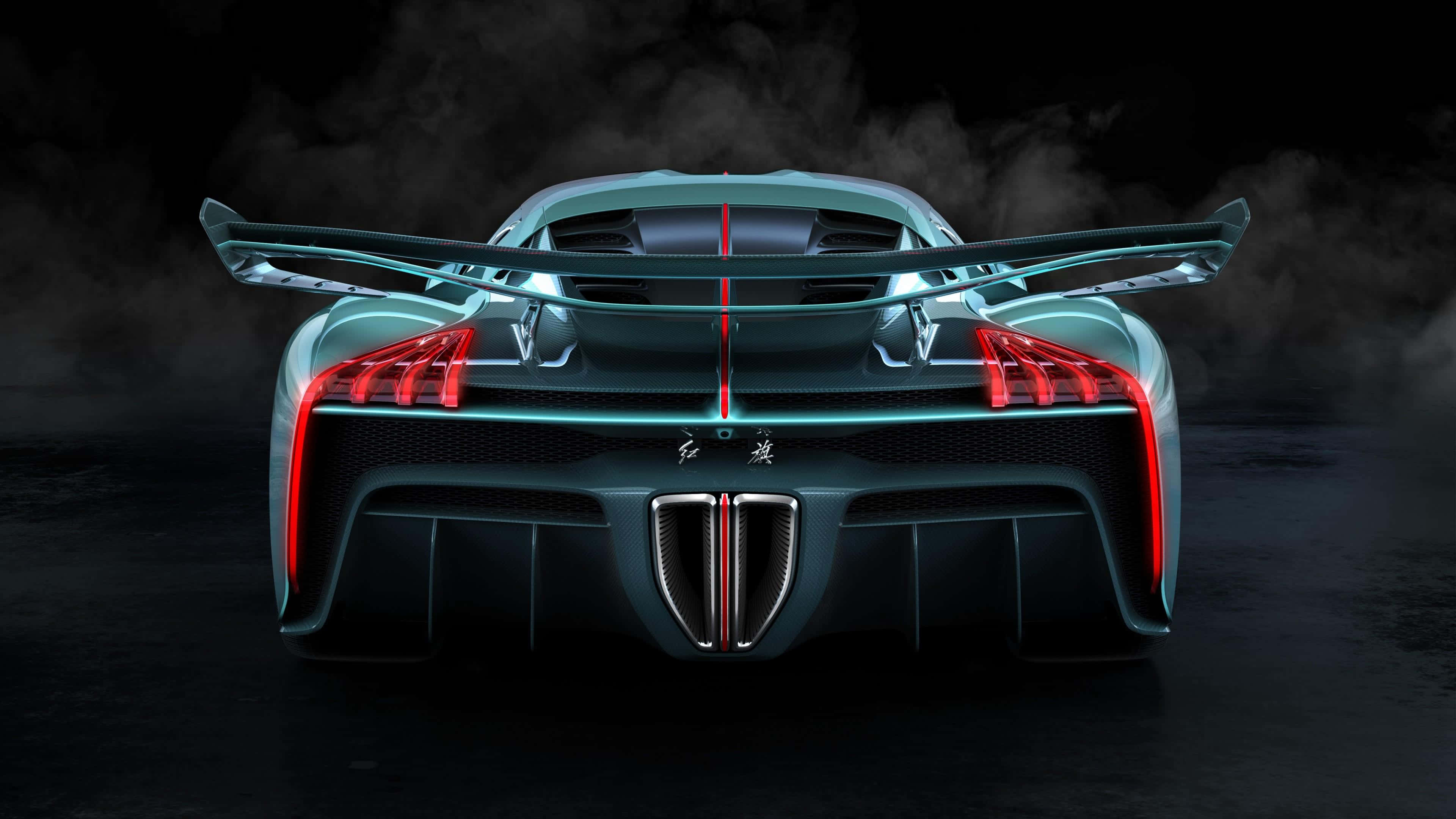 Hongqi, teal, glowing red taillights, 4K Desktop Wallpaper