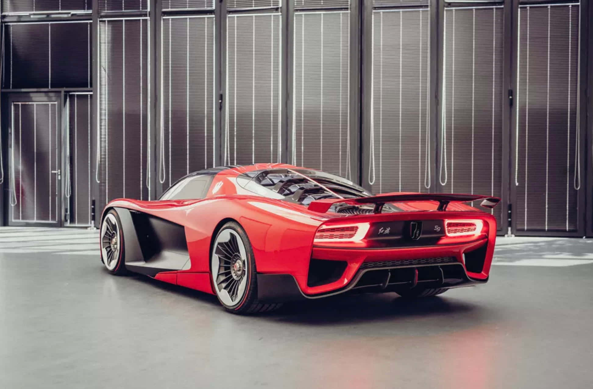 Hongqi 1946, red hypercar, glowing taillights, Full HD Desktop Wallpaper
