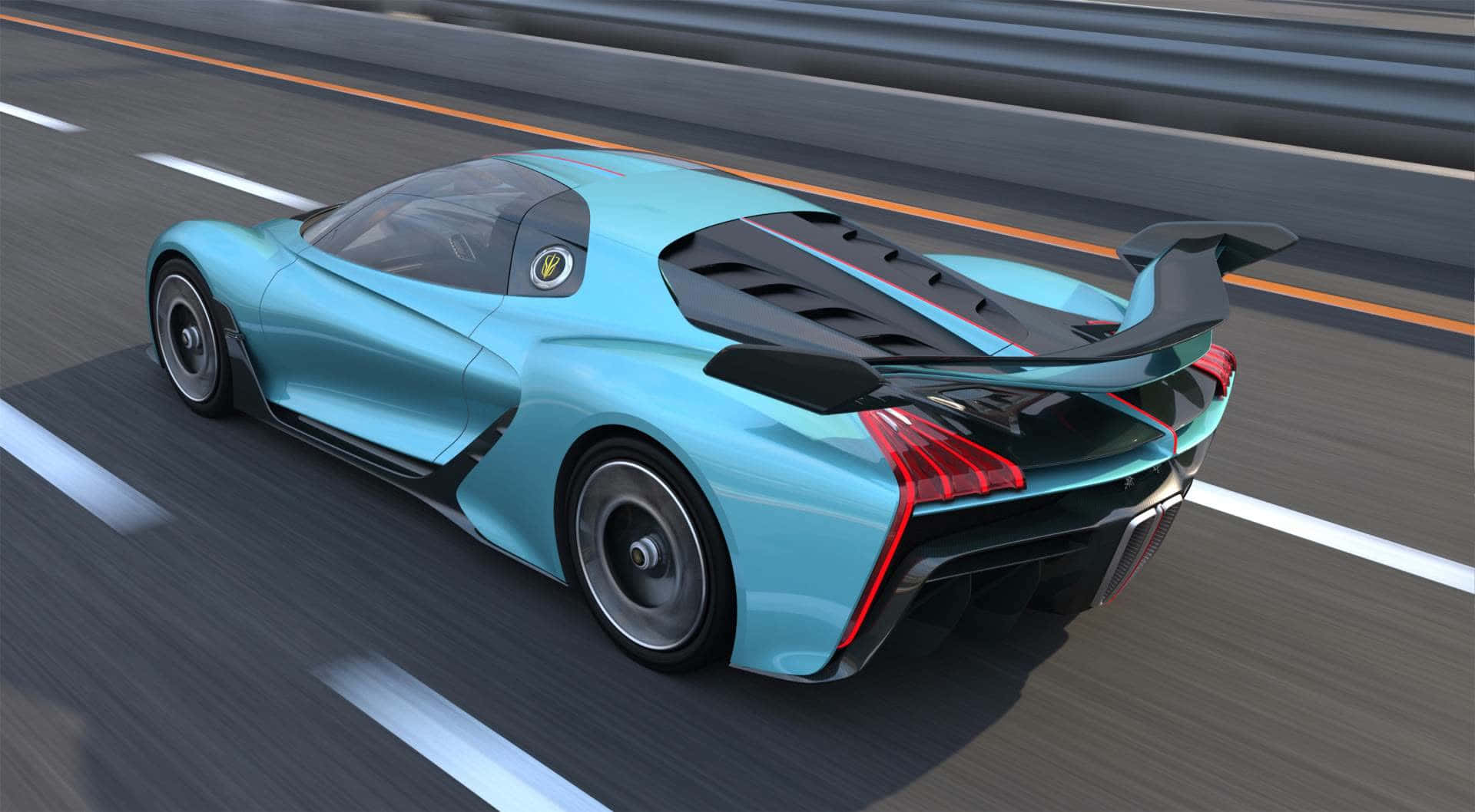 Hongqi, turquoise hypercar, black rear wing, Full HD Desktop Wallpaper
